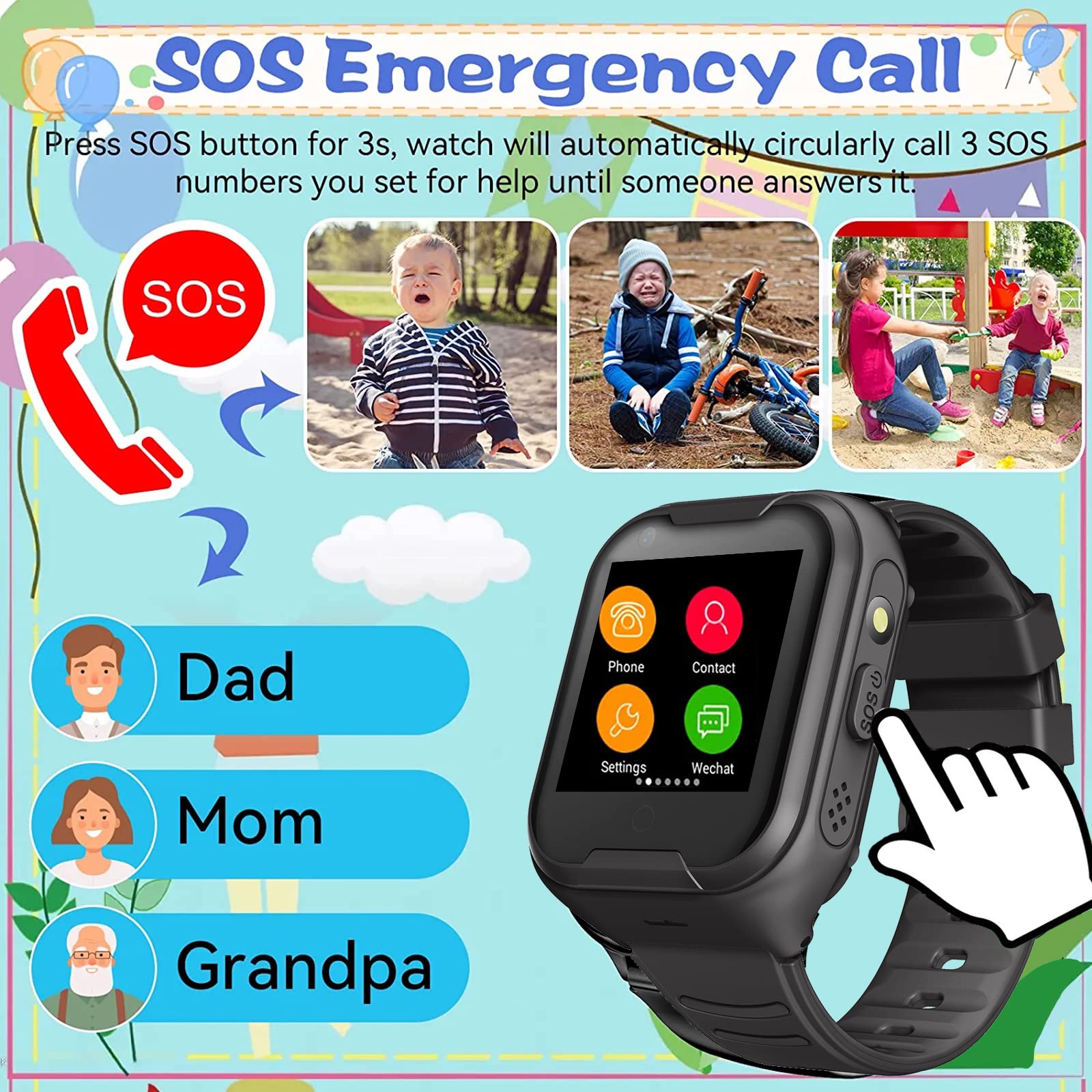 **4G GPS Smart Watch for Seniors - Real-Time Tracking, Two-Way Calling, Waterproof Touchscreen with Camera, SOS Alarm & Pedometer - Perfect Christmas/Birthday Gift (Black) - Ideal for Elderly Safety & Fitness Monitoring**