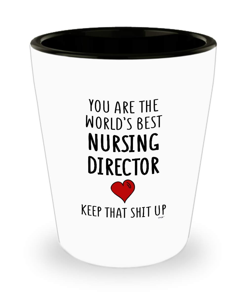 Funny Nursing Director Shot Glass - Unique Christmas & Birthday Gift for Men & Women - World's Best 'Keep That Up' Whiskey Glass - Perfect for Nurses Week, Office Parties & Retirement Gifts