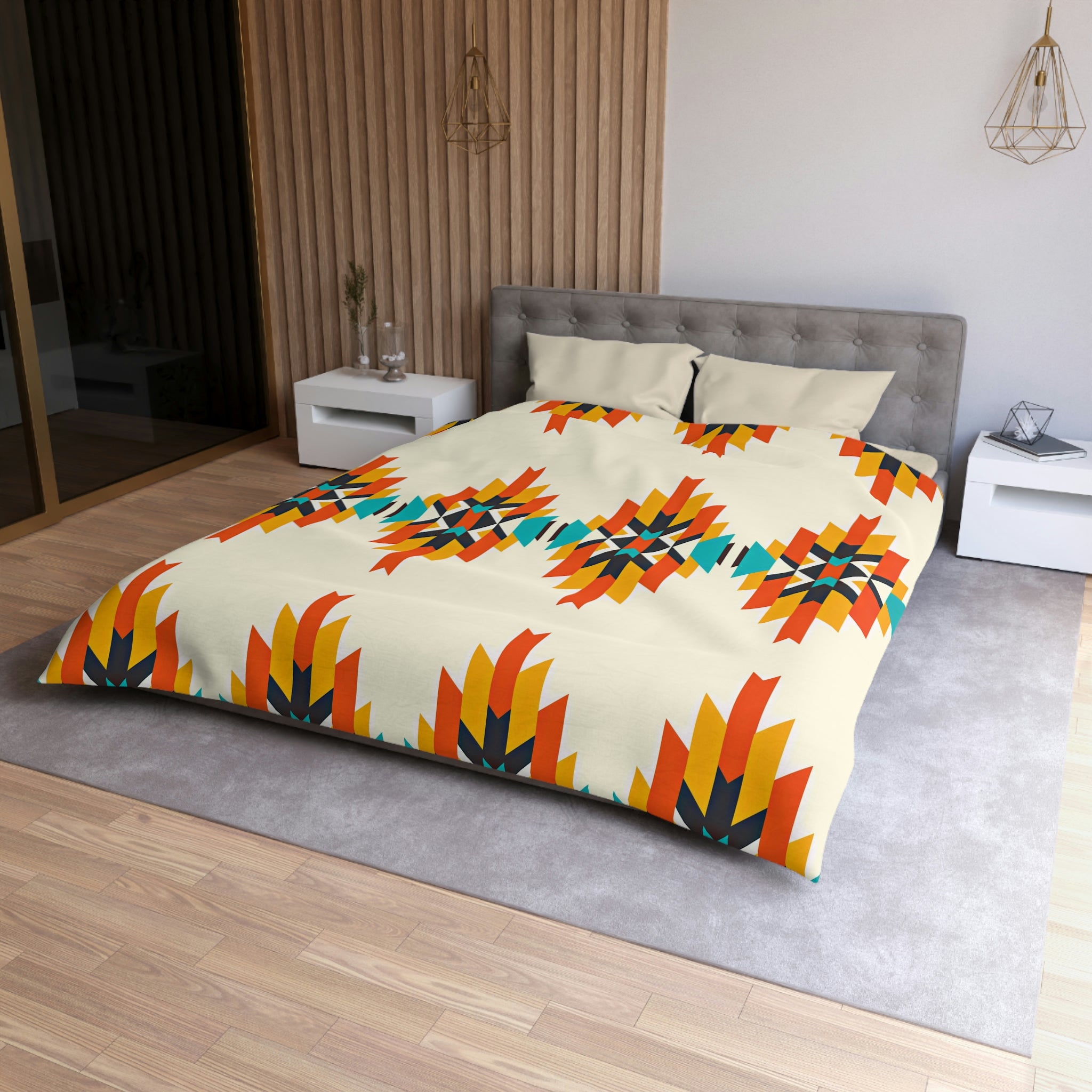 Southwestern Arrow Print Microfiber Duvet Cover Set - Soft Bedding for Queen King Bed - Boho Chic Bedroom Decor for Cozy Home & Guest Room