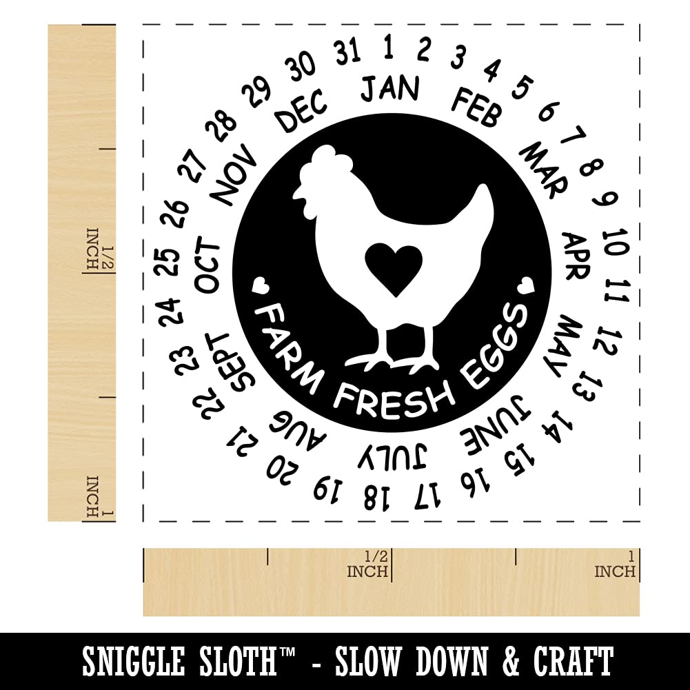 Egg Laid Expiration Date Self-Inking Rubber Stamp - 1 Inch Small Stamp with Black Ink - Perfect for Egg Cartons, Farm Fresh Labels & Food Packaging Dating