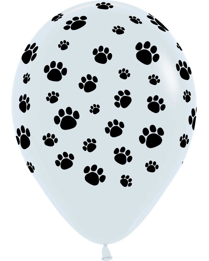 30cm White Latex Balloons with Paw Prints - Pack of 25 for Birthday Parties, Baby Showers & Pet-Themed Decorations