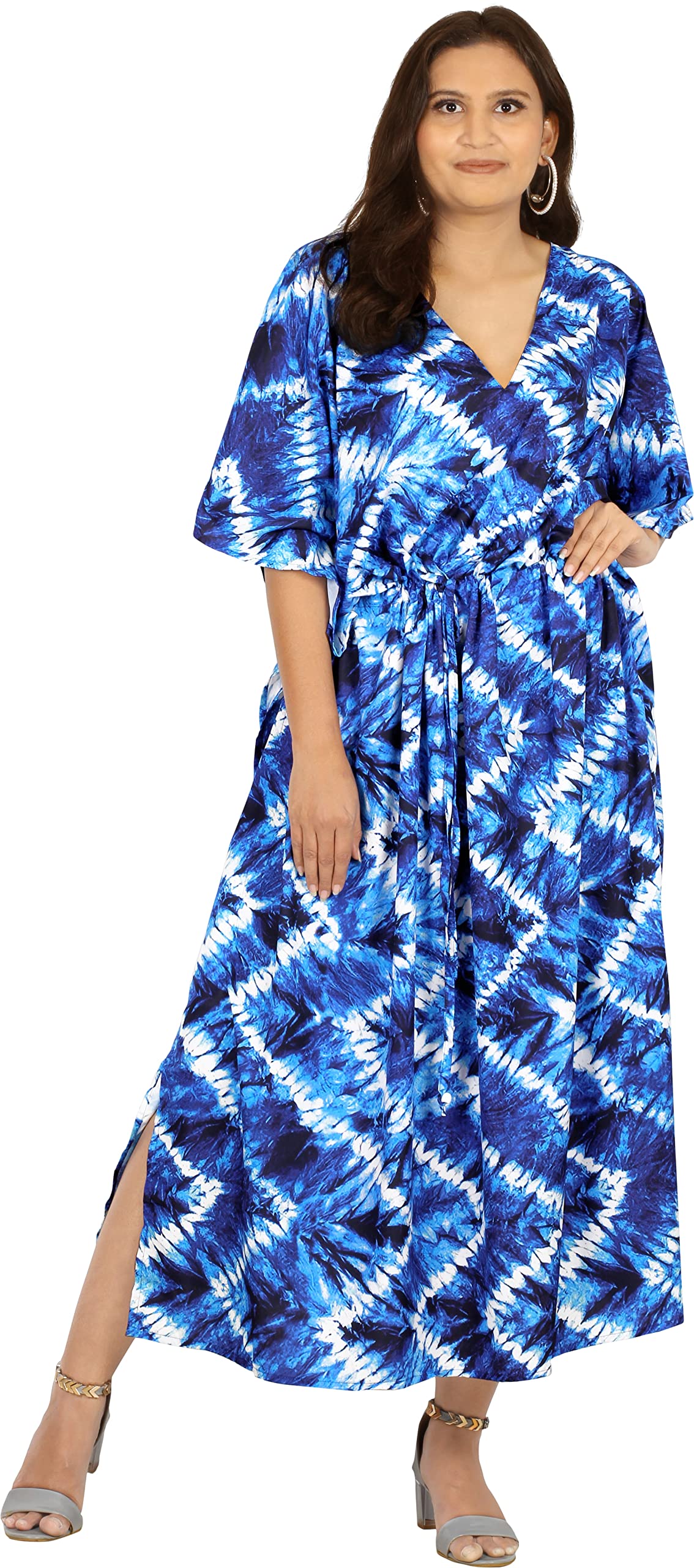 LA LEELA Women's Summer Beach Maxi Caftan Dashiki Dresses - Flowy Boho Long Dress for Vacation, Pool Party & Tropical Getaway