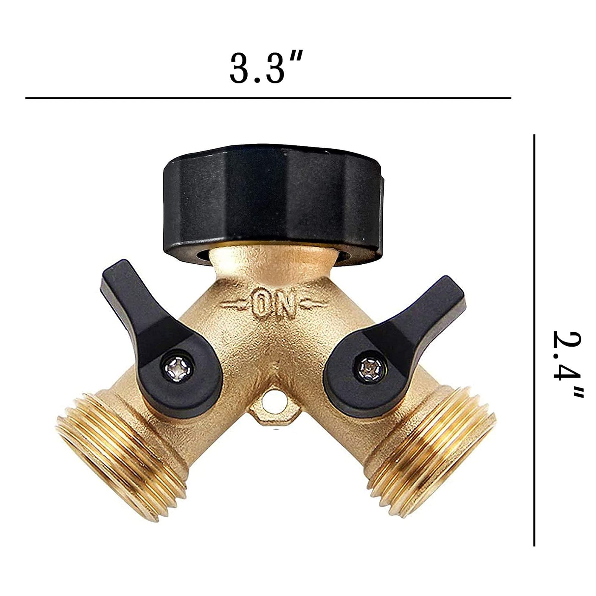 Heavy Duty 2-Way Brass Garden Hose Splitter with 2 Valves & Extra Rubber Washers - Perfect for Lawn Irrigation, Car Washing & Outdoor Watering
