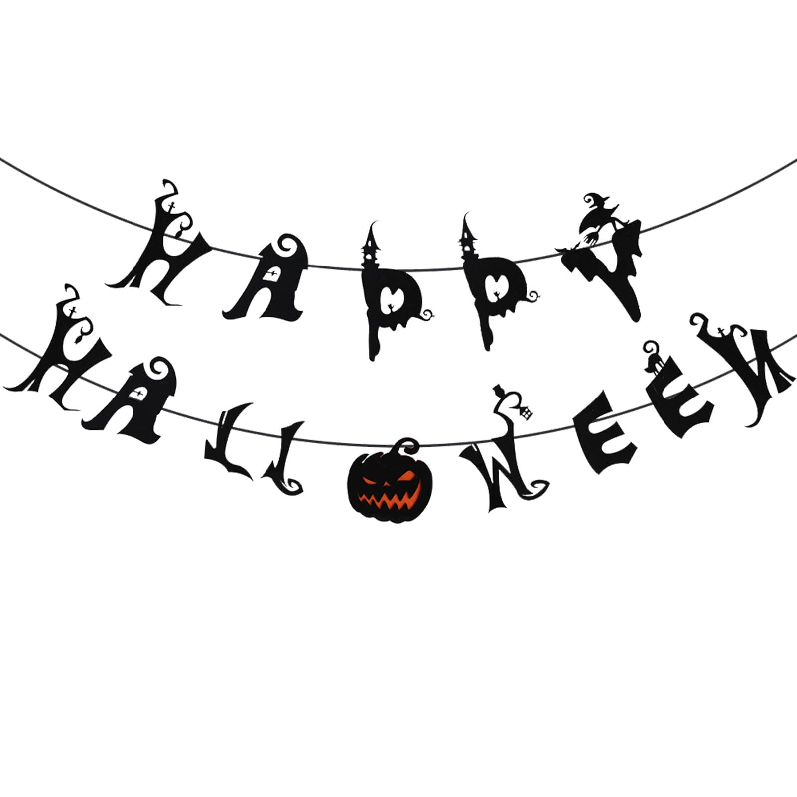 KSHQU Halloween Party Decorations - Non-Woven Hanging Ghost House Flags for Outdoor & Indoor Decor - Colorful Pulling Banner for Halloween, Birthday Parties & Home Decor (One Size, Style E)