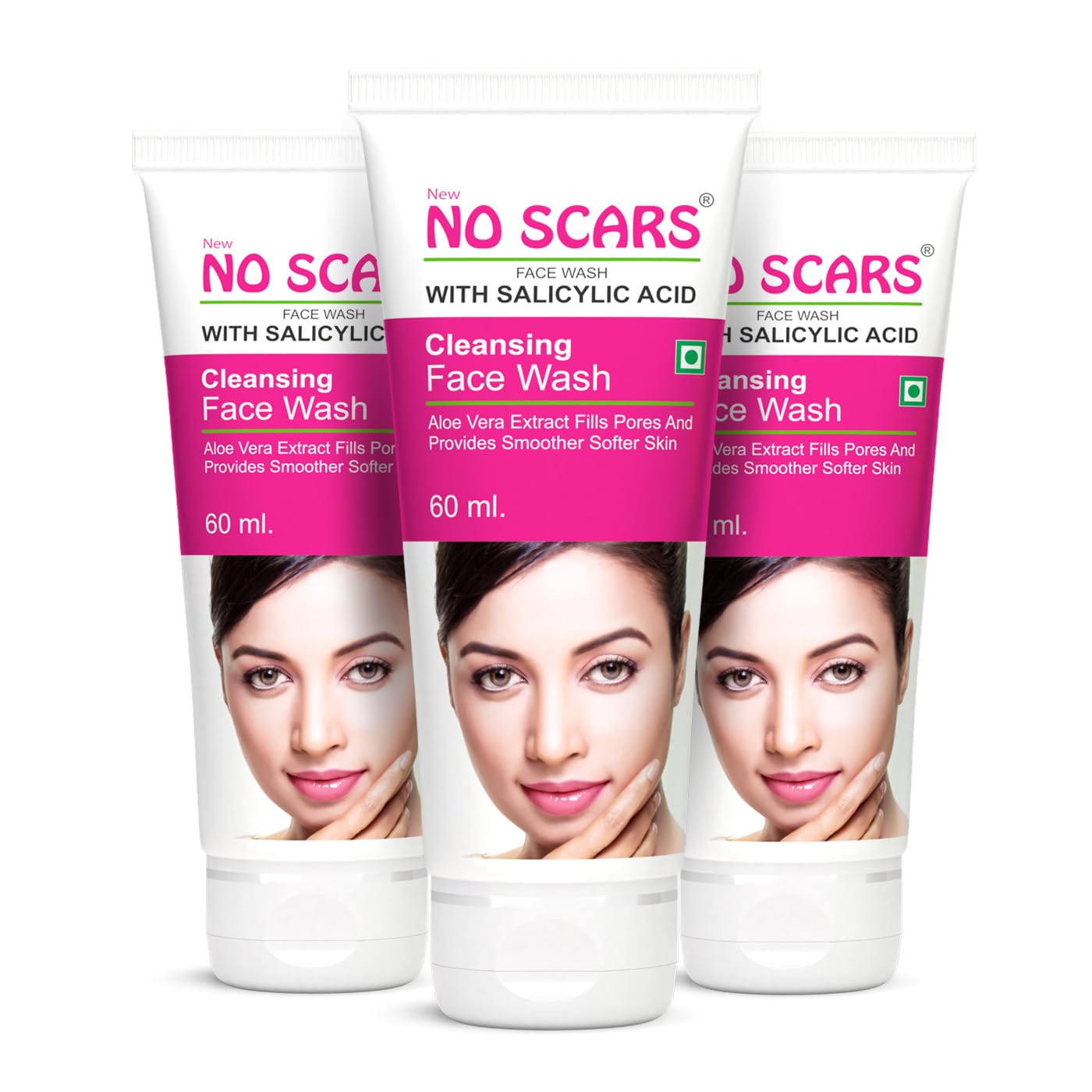 NO SCARS Aloe Vera Face Wash for Deep Cleansing & Acne Treatment - 60ml (Pack of 3) | Gentle Cleanser for Clear Skin, Men & Women | Daily Skincare Routine, Morning & Night Use