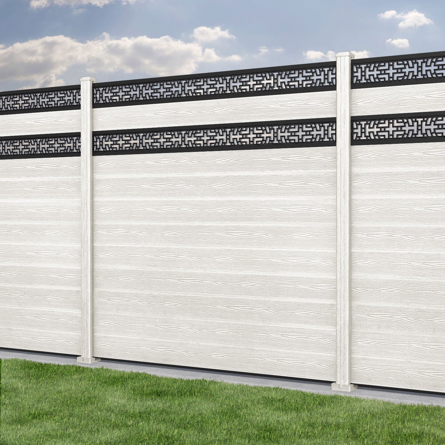 Classic Kumo Split Screen Fence Panel - Light Stone Composite Privacy Fence with Durable Posts | Perfect for Backyard, Patio & Garden Decoration