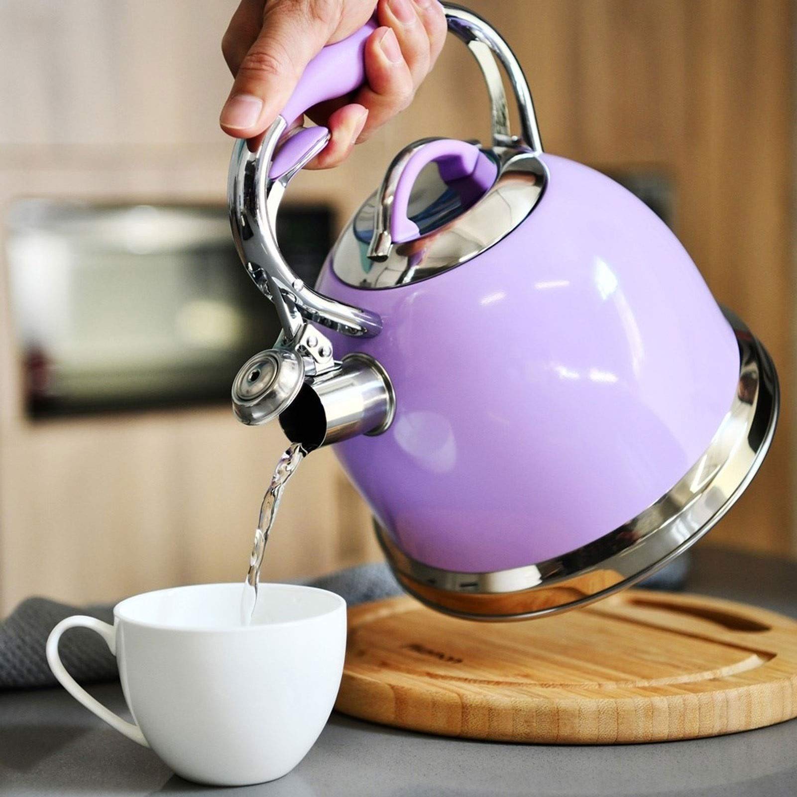 2.6 qt Stainless Steel Whistling Tea Kettle - Stovetop Safe for Gas & Electric Cooktops - Perfect for Kitchen, Restaurant, Office & Camping Use