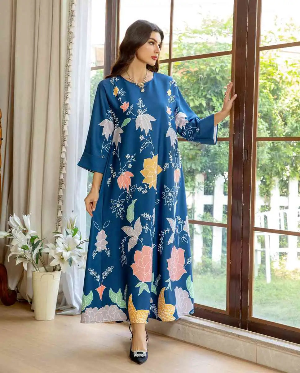 Elegant Hotfix Rhinestone Beaded Caftan Dress for Women - Perfect for Eid Celebrations, Weddings & Special Occasions