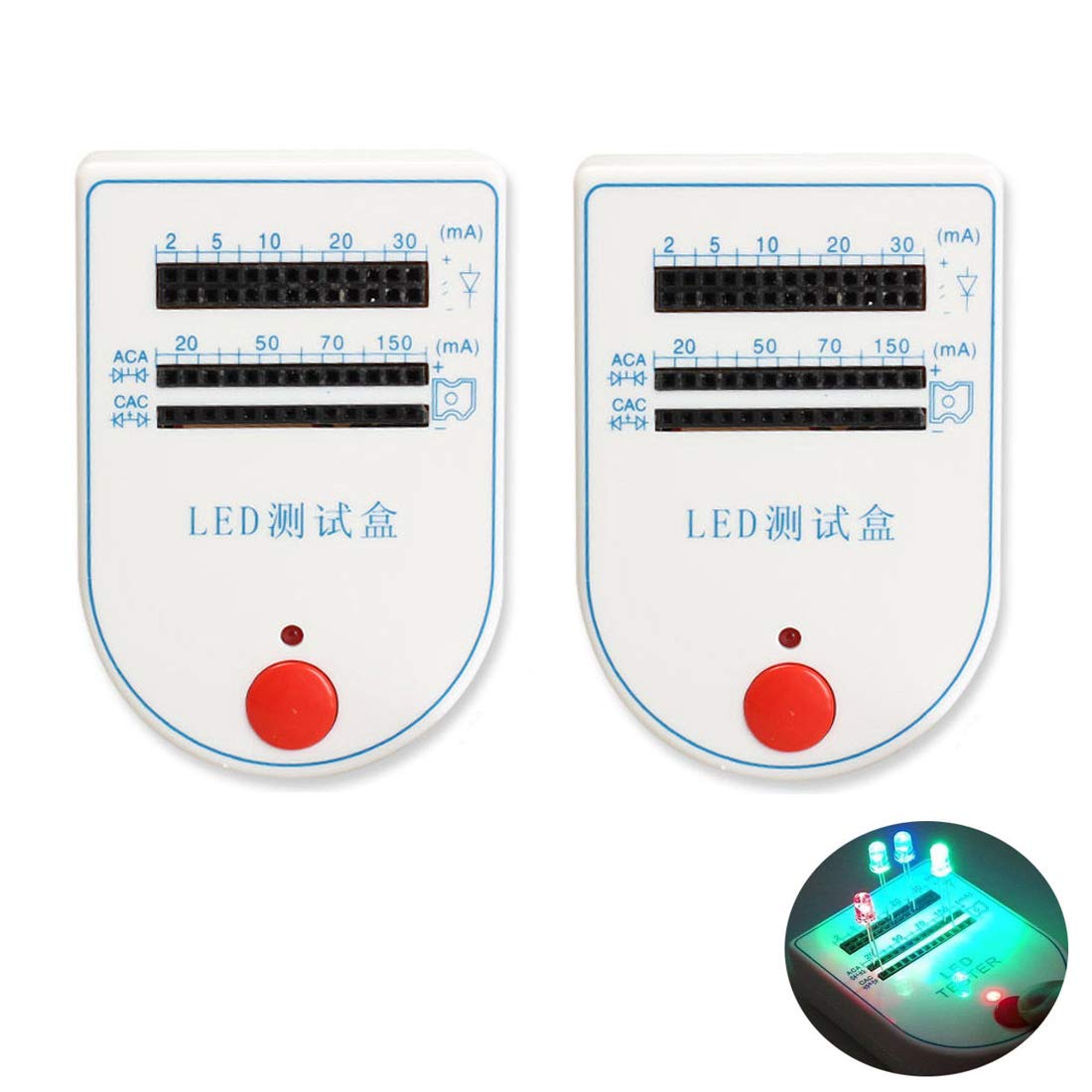 Hailege 2-Pack LED Test Box Tester (2~150mA) - Mini Portable Light Emitting Diode & Bulb Battery Tester for Cell Phone Repair, Electronics DIY, and Electrical Maintenance - Perfect for Technicians, Hobbyists & Home Use