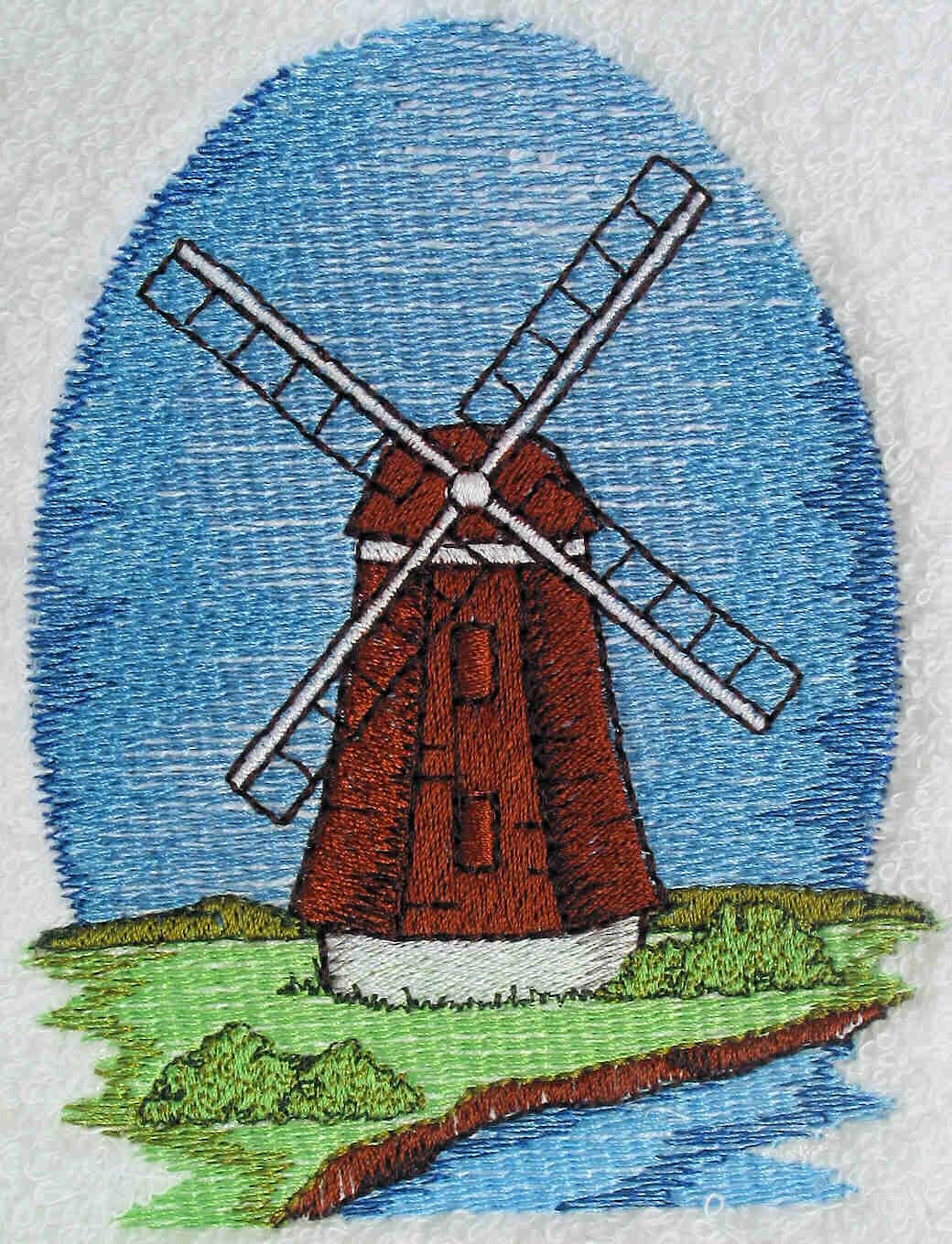 Premium Cotton Bath Towel Set with Embroidered Dutch Windmill Design - Soft & Absorbent 6-Piece Bathroom Towels for Spa, Hotel, and Home Use