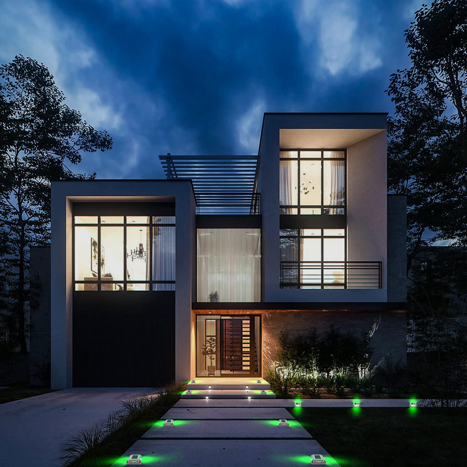 T-SUN 12 Pack Solar Deck Lights Outdoor Waterproof LED Pathway Lights - IP65 Waterproof, Solar Powered for Driveway, Garden, Sidewalk, Steps, Dock - Perfect for Halloween, Patio, and Landscape Lighting