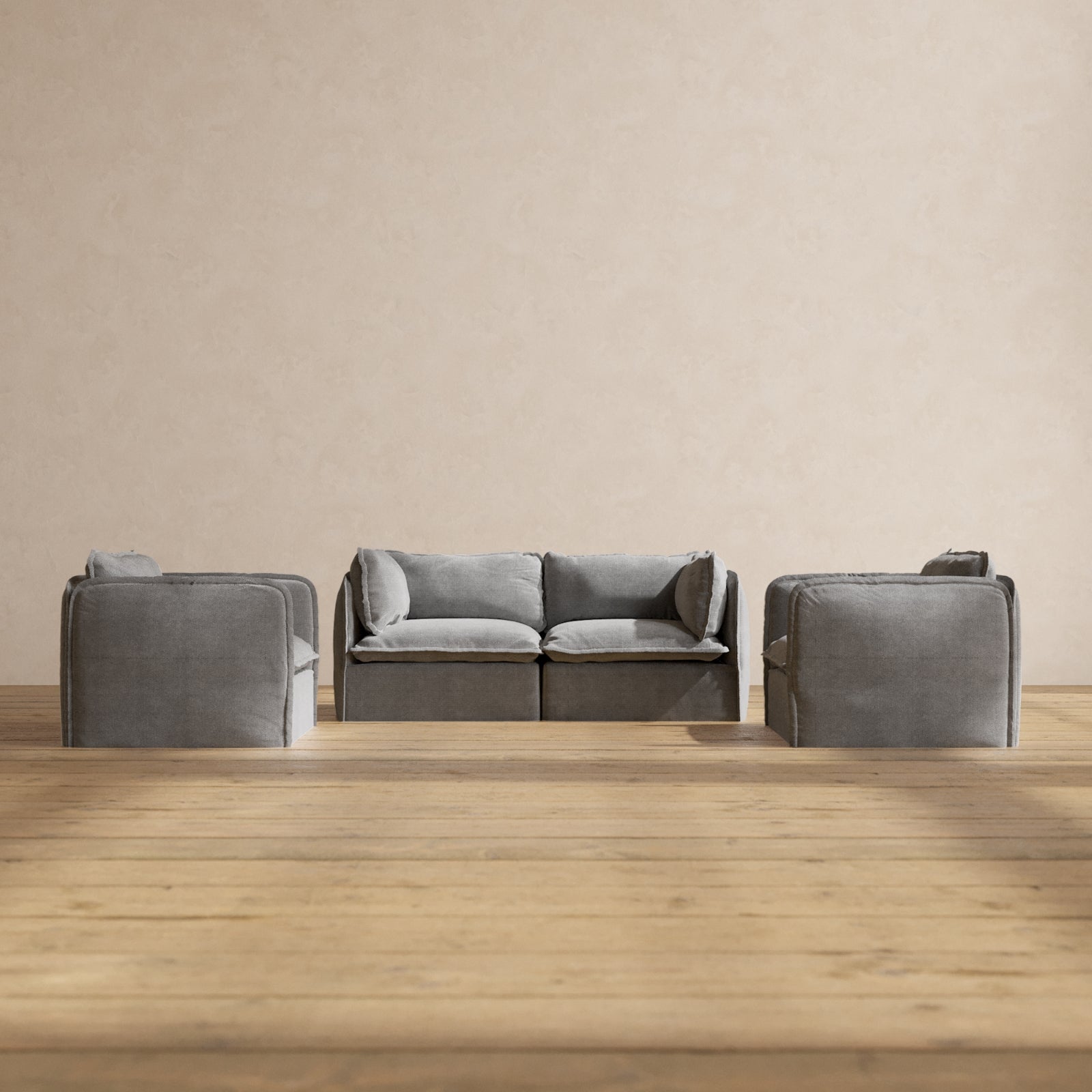 Premium Modular 2-Seater Sofa & Armchair Set in Ash Wood | Modern Living Room Furniture for Small Spaces | Perfect for Apartments, Studios & Cozy Home Decor