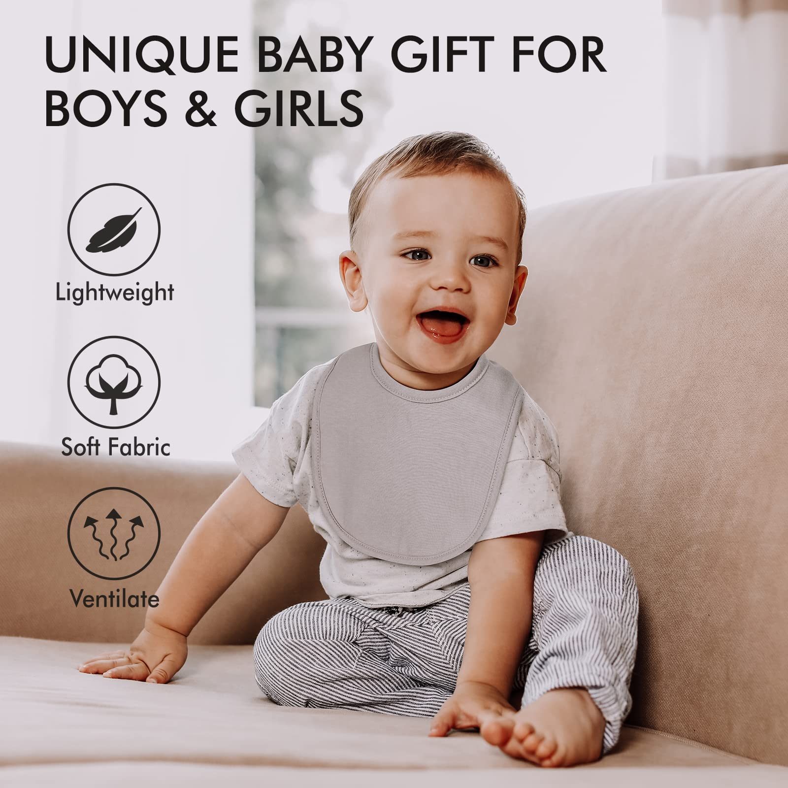 Organic Cotton Baby Snap Bibs - 10 Pack Bandana Drool Bibs for Boys & Girls | Newborn Feeding & Teething