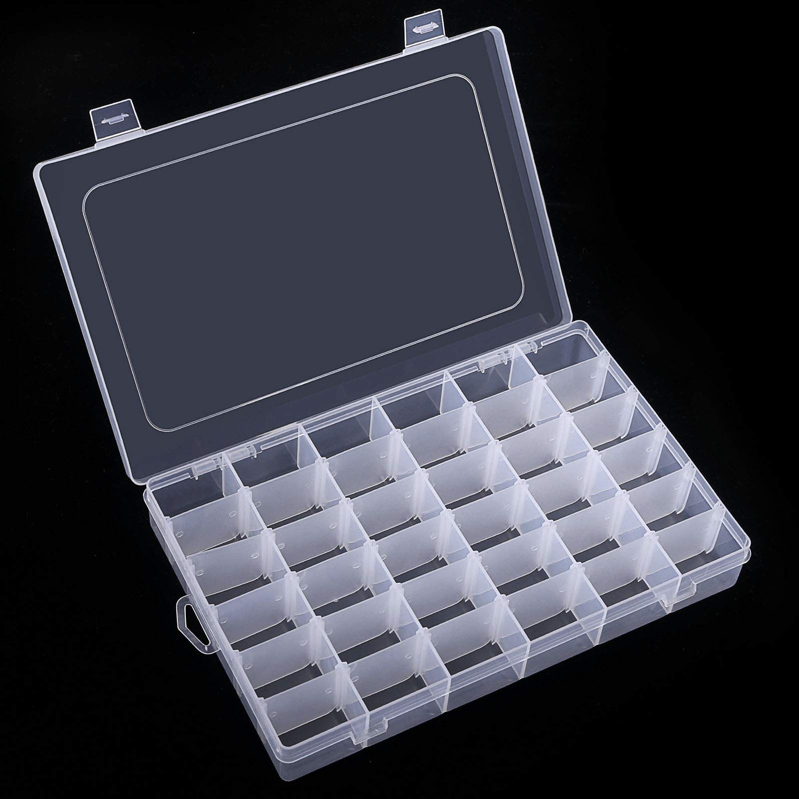 Benbilry 36 Grids Clear Plastic Organizer Box with Adjustable Dividers - 36 Compartment Storage Container for Beads, Fishing Tackles, Jewelry & Craft Supplies | Perfect for DIY Projects, Home Organization & Office Use