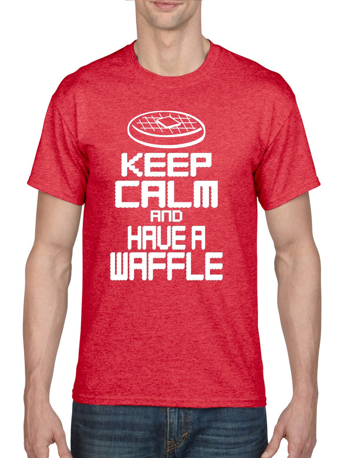 ALLNTRENDS Men's Keep Calm and Have A Waffle Day Graphic T-Shirt - Funny Food Lover Tee for Casual Wear, Weekend Outfits & Gift Giving