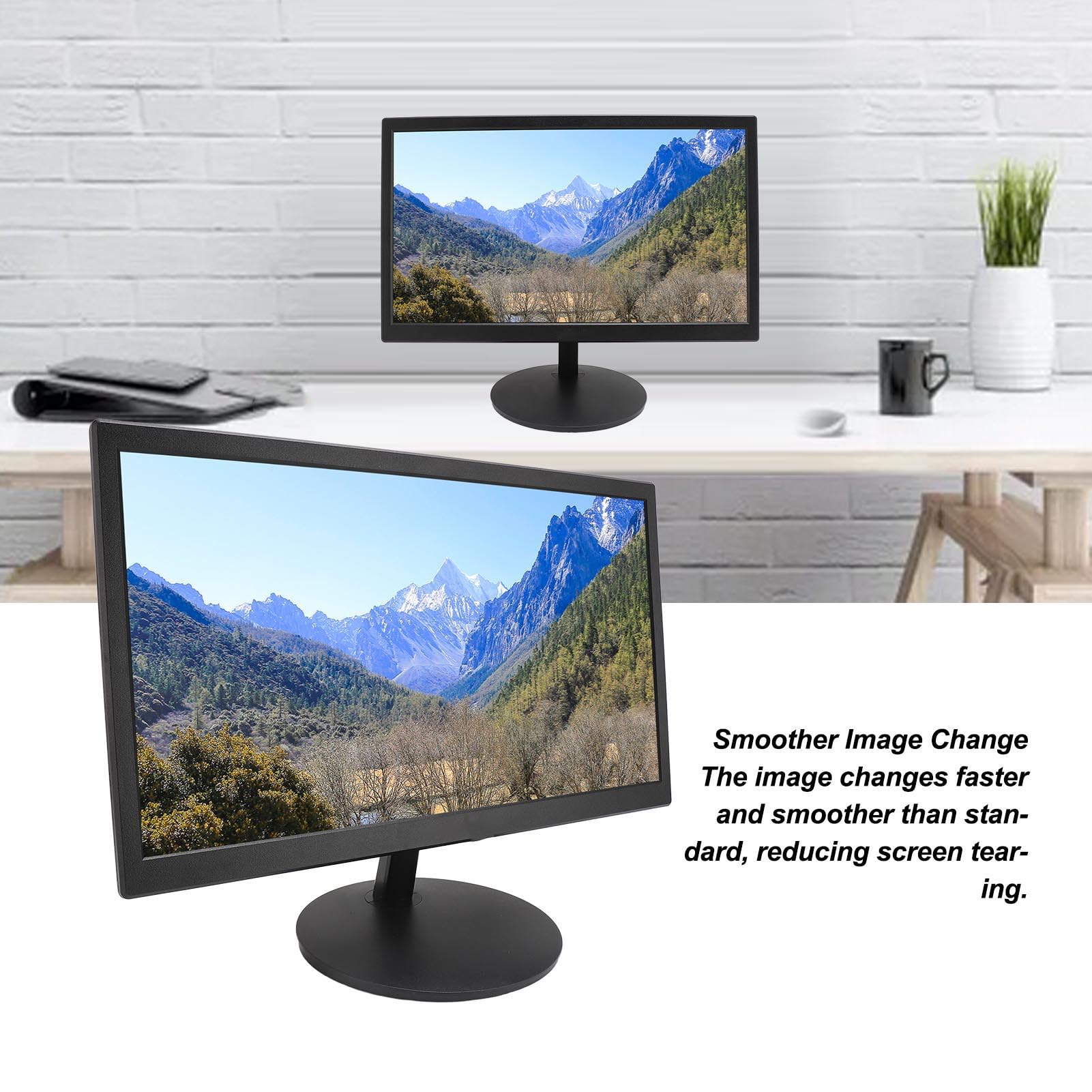 20 Inch LED Computer Monitor 1600x900 60Hz, Ultra Thin Gaming Monitor with Anti-Blue Light, VGA Port for Laptop/PC (EU Plug) - Perfect for Home Office, Gaming & Entertainment