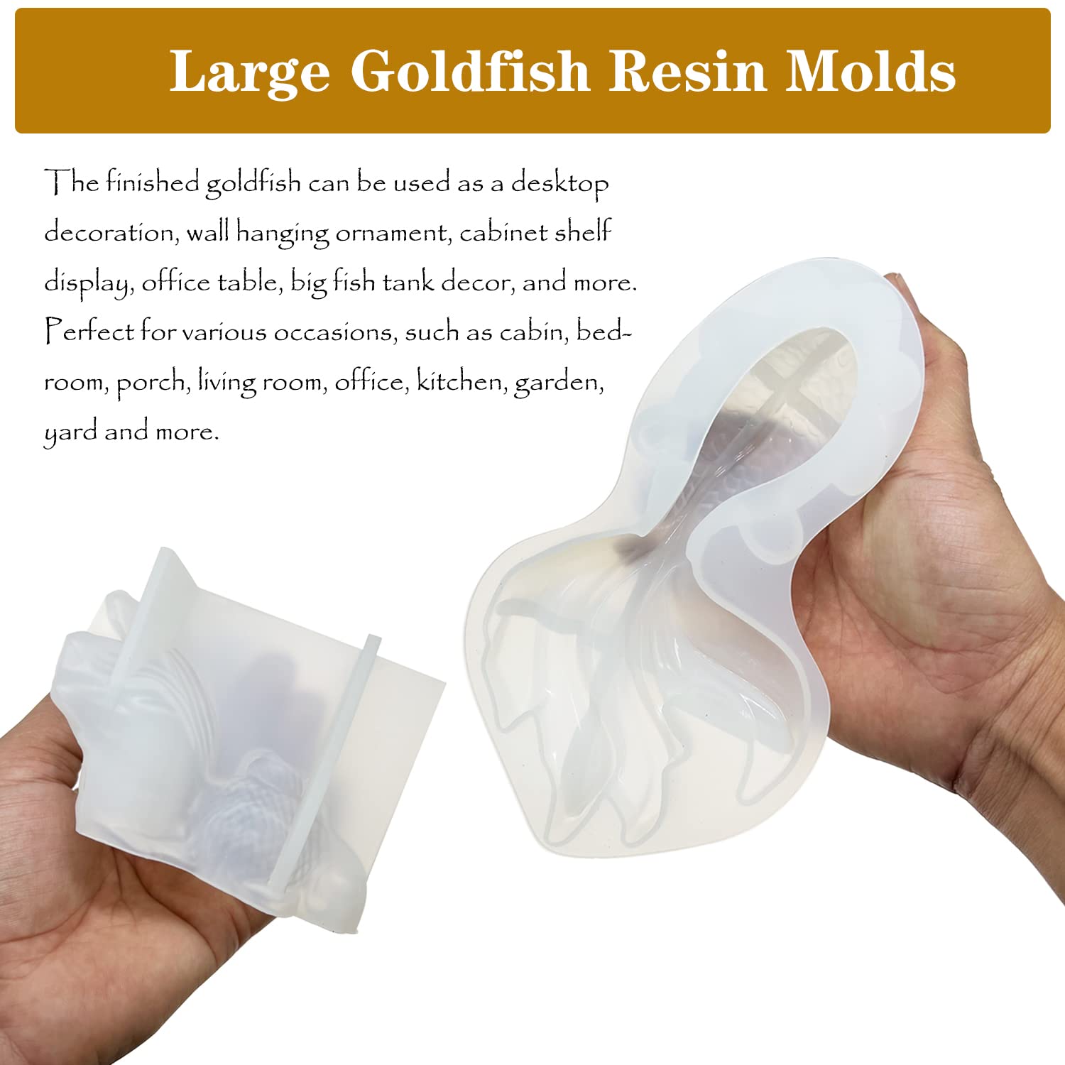 Yayatty 2-Piece Goldfish & Koi Fish Silicone Resin Molds - DIY Epoxy Craft Molds for Animal Shaped Resin Art - Perfect for Home Decor, Office Desk Ornaments, and Handmade Gift Making