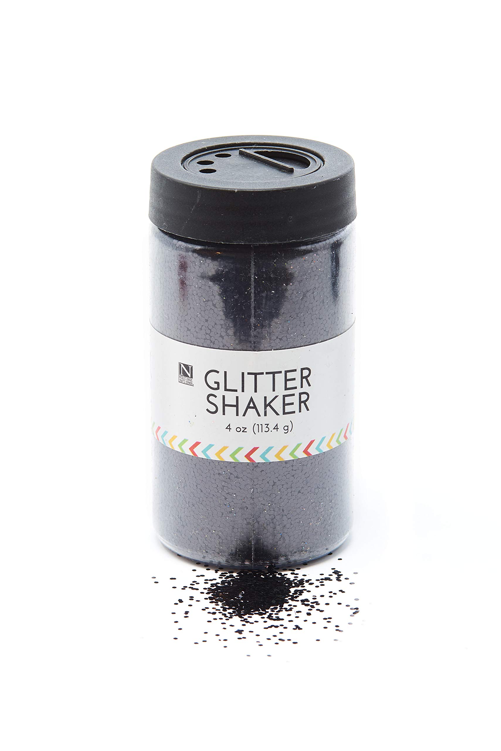 4 Oz Non-Toxic Glitter Jar with Shaker Top - Sparkling Black Glitter for Slime Making, DIY Crafts, Nail Art & Home Decor - Reusable & Easy to Use for Kids & Adults