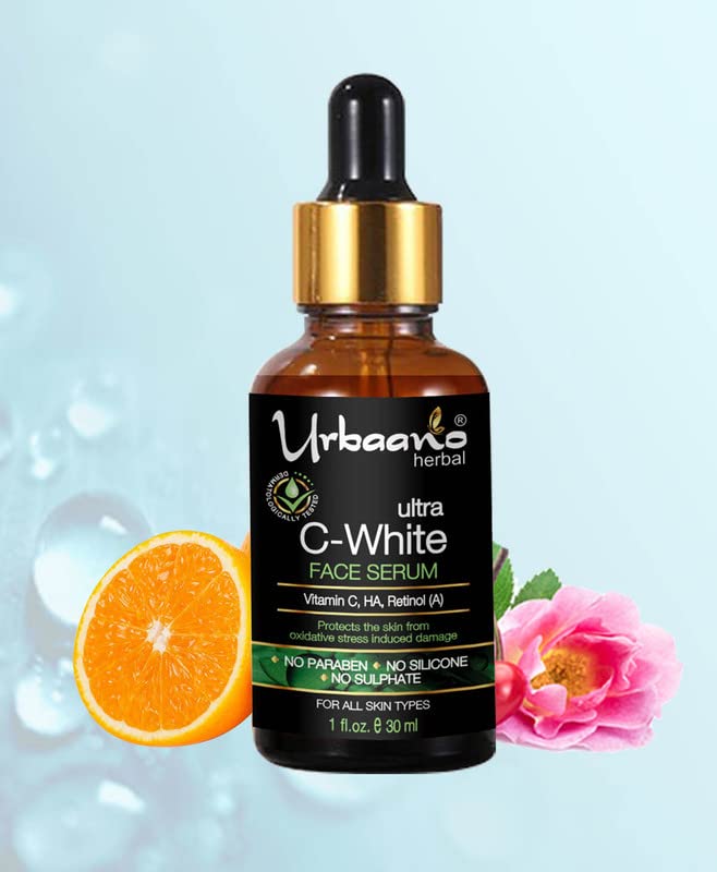 Urbaano Herbal Ultra White Vitamin C Serum - Brightening, Pigmentation & Dark Spot Corrector, Hydrating Facial Serum 30ml for Glowing Skin - Perfect for Daily Skincare & Anti-Aging Routine