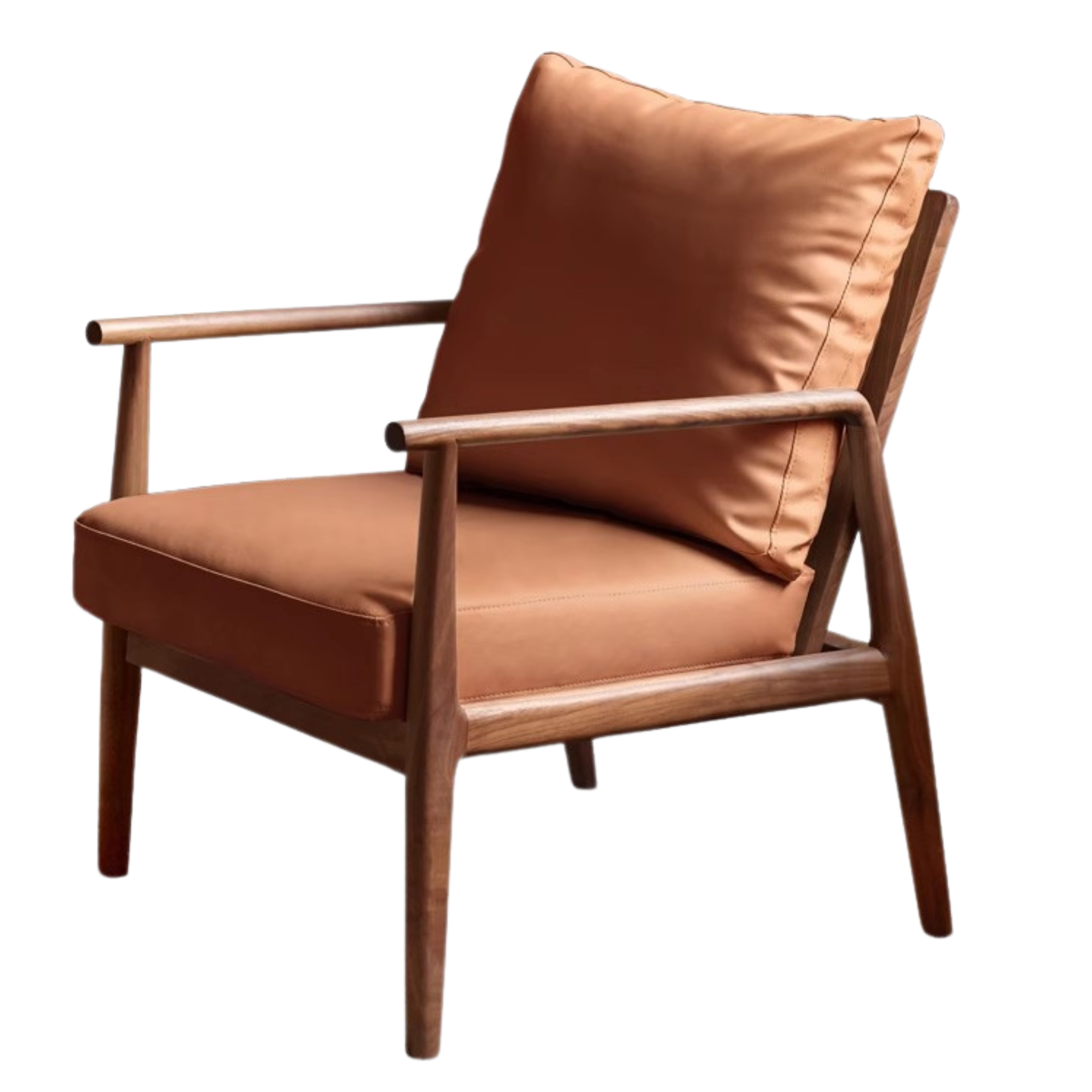 Premium Black Walnut Solid Wood Lounge Armchair with Matching Footstool - Handcrafted Comfort Chair for Living Room, Reading Nook & Relaxation Spaces