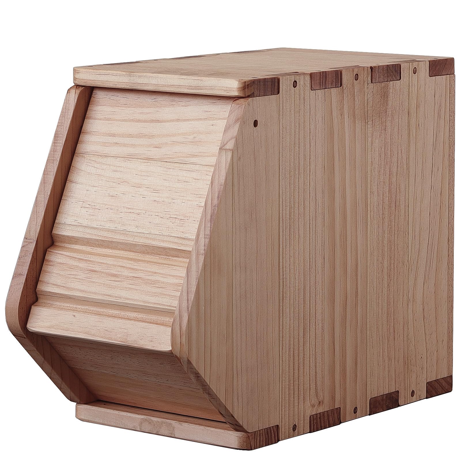 Stackable Solid Wood Storage Chest - Modular Entryway Cabinet with Lids, Wooden Toy Box & Closet Organizer (7.75