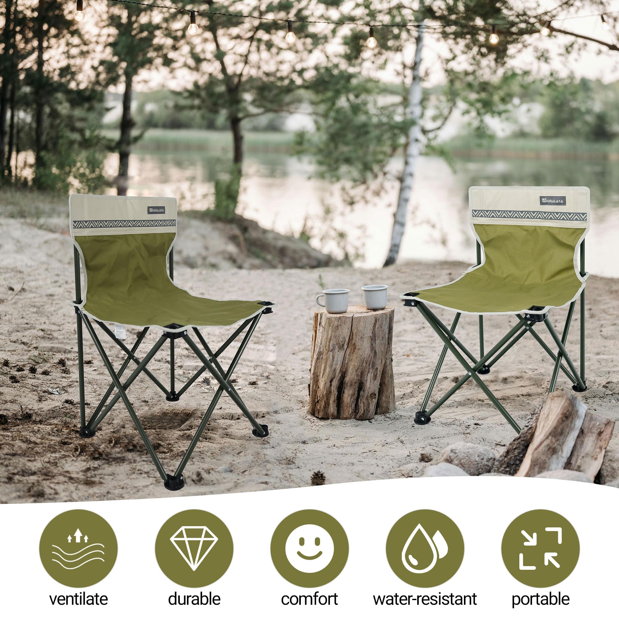 Portable Camping Chair Lightweight Folding Outdoor Chair for Beach Hiking Fishing Picnic - Dark Moss Green Collapsible Backpacking Chair for Teens & Adults - Perfect for Camping, Backyard, Sports Events & Outdoor Adventures