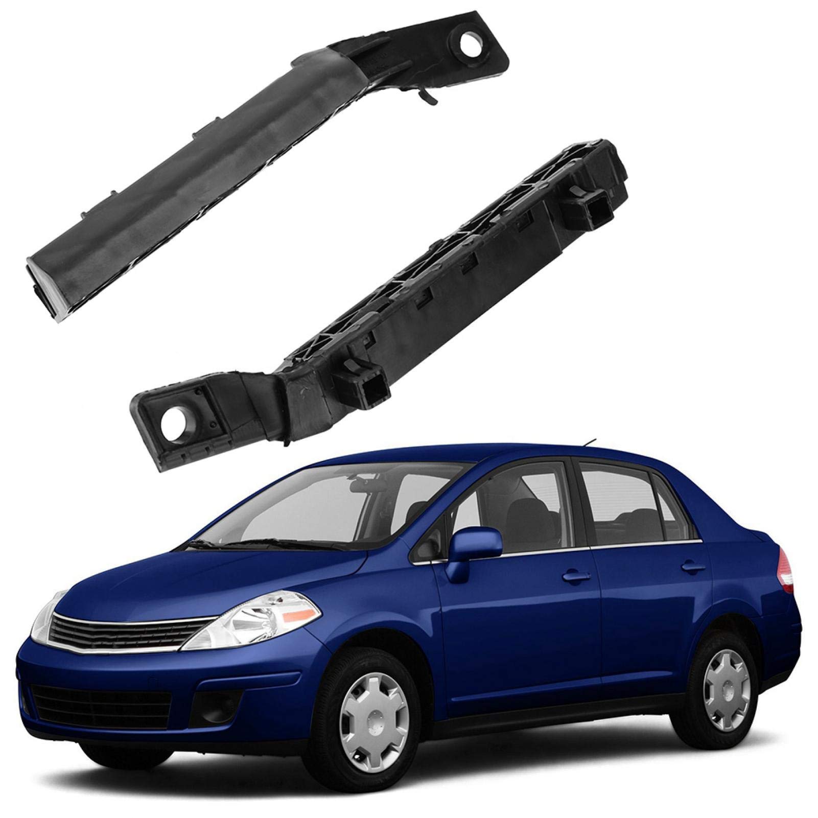 Front Bumper Bracket for Nissan Versa 2007-2012 - 2pcs Replacement Bumper Support Bracket (Part# NI1062100, NI1063100) - Durable Car Front Bumper Reinforcement for Improved Vehicle Safety & Protection | Perfect for Collision Repair & Auto Maintenance