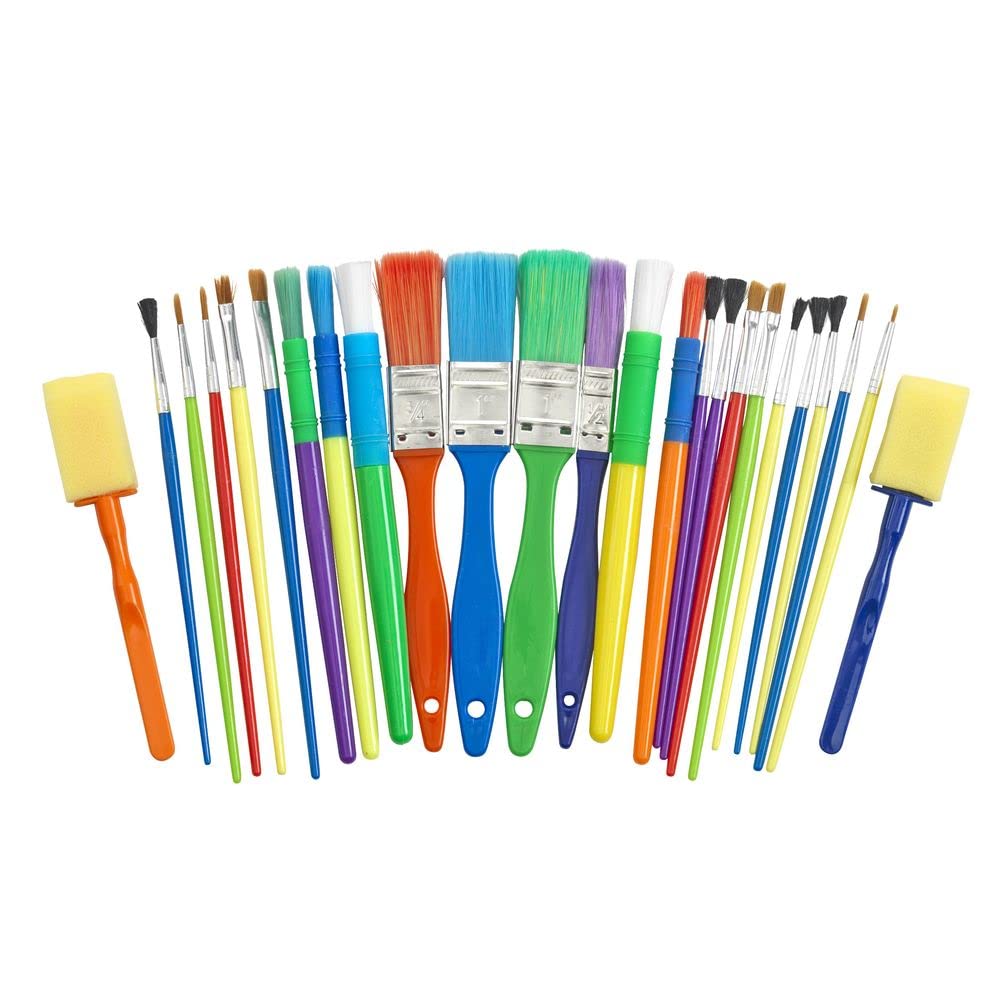 25-Piece Assorted Paint Brush and Applicator Set in Cylinder Case - Premium School & Art Supplies for Kids, DIY Craft Projects, Classroom & Home Use - Perfect Gift for Young Artists & Creative Activities