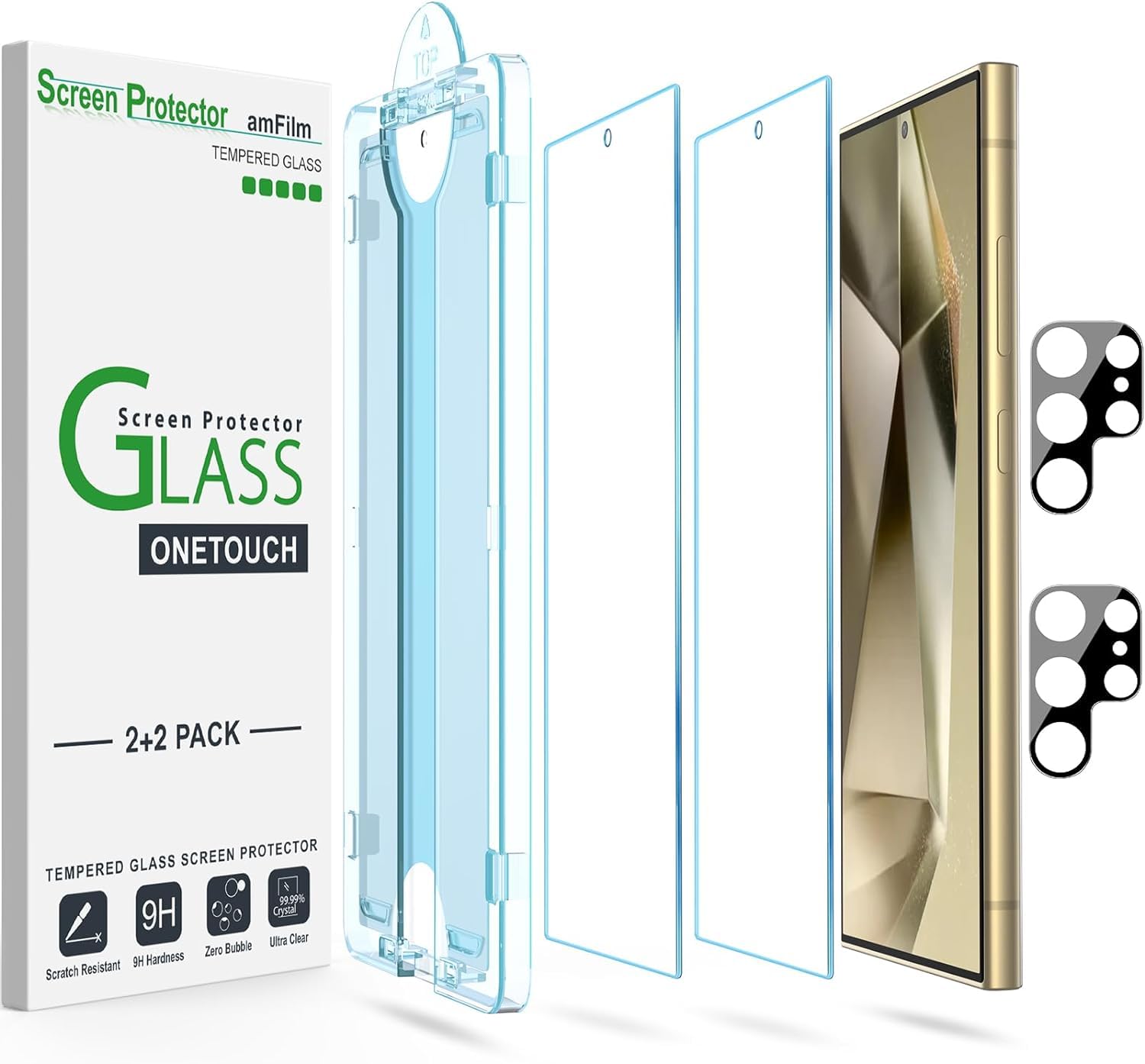 amFilm Auto-Alignment OneTouch Tempered Glass Screen Protector for Samsung Galaxy S24 Ultra 6.8