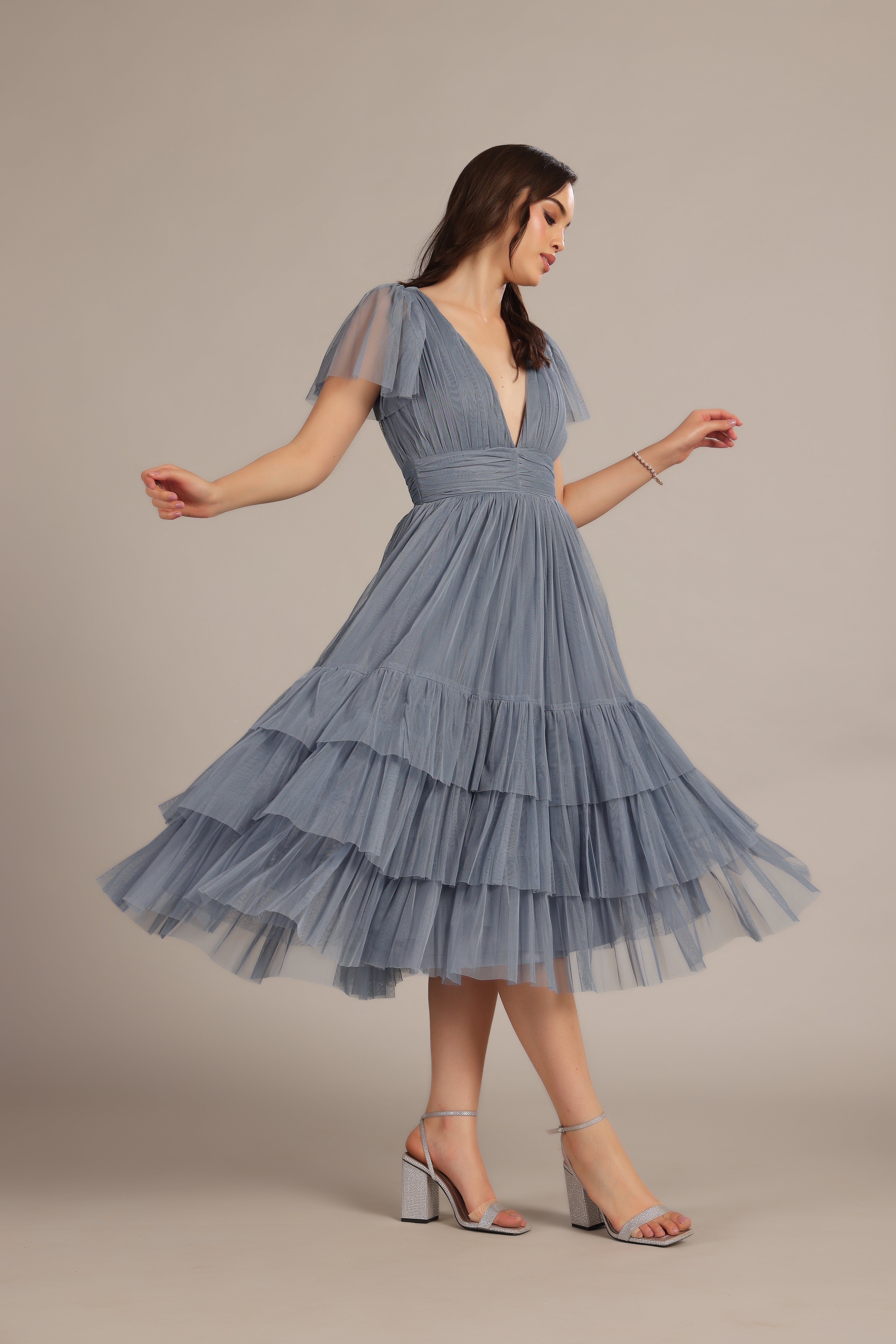 Elegant Madison Dusty Blue Bridesmaid Dress - A-Line Floor Length Formal Gown for Weddings, Prom & Special Occasions