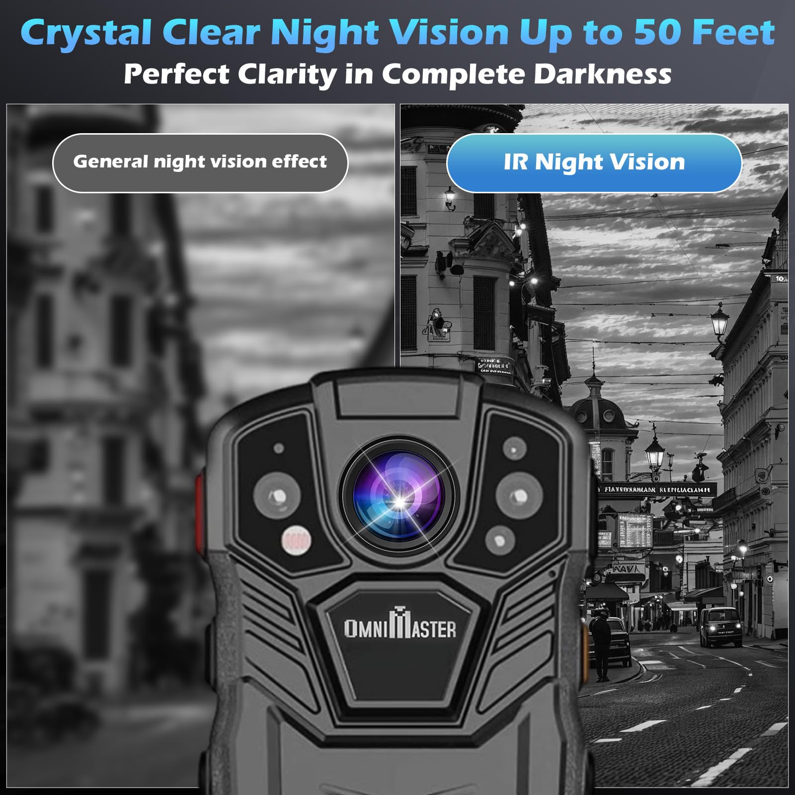 1296P UHD Body Camera with Audio Recording - 2 Inch LCD Display, Night Vision, Waterproof & Shockproof - Compact Body Worn Camera (128GB) for Law Enforcement, Security Guards & Outdoor Activities