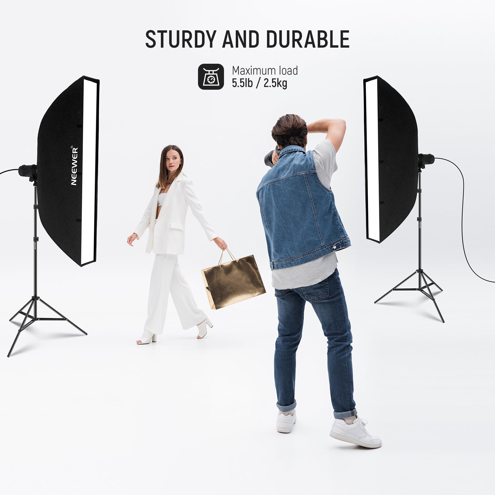 NEEWER ST210 2 Pack 210cm/7ft Heavy Duty Light Stand for Photography, Video Studio, YouTube Streaming - Adjustable Aluminum Tripod with Carry Bag for Softboxes, Ring Lights & Backdrops