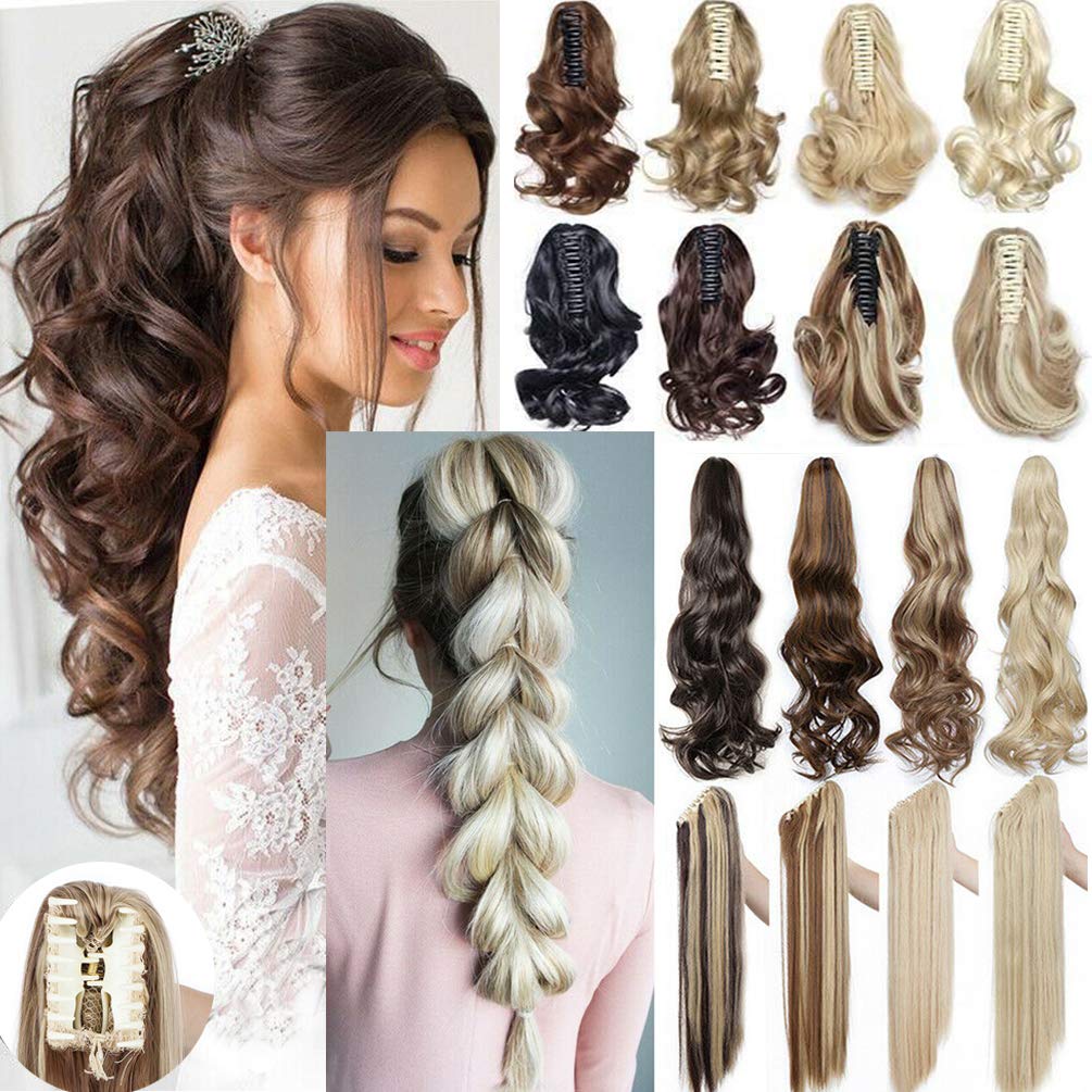 18 Inch Wavy Synthetic Ponytail Hair Extension - Dark Brown Claw Clip Hairpiece for Long Voluminous Hairstyles | Perfect for Parties, Weddings & Everyday Wear