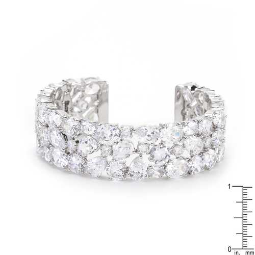 Elegant Bejeweled Cubic Zirconia Cuff Bracelet for Women | Fashion Jewelry Gift for Her | Perfect for Parties, Weddings & Special Occasions