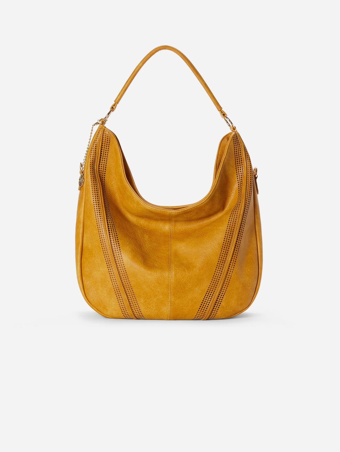 Savannah Vegan Leather Perforated Hobo Handbag in Saffron - Stylish & Sustainable Crossbody Purse for Women, Perfect for Work, Travel & Everyday Use