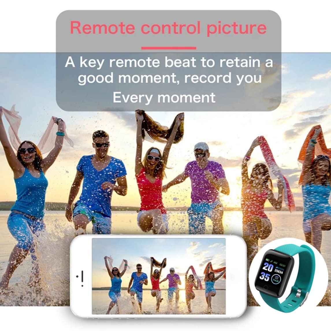Smart Watch 116Plus - Wireless Fitness Tracker with Blood Pressure Monitor, Waterproof Activity Bracelet for Men & Women (Green) | Perfect for Running, Swimming & Daily Health Tracking