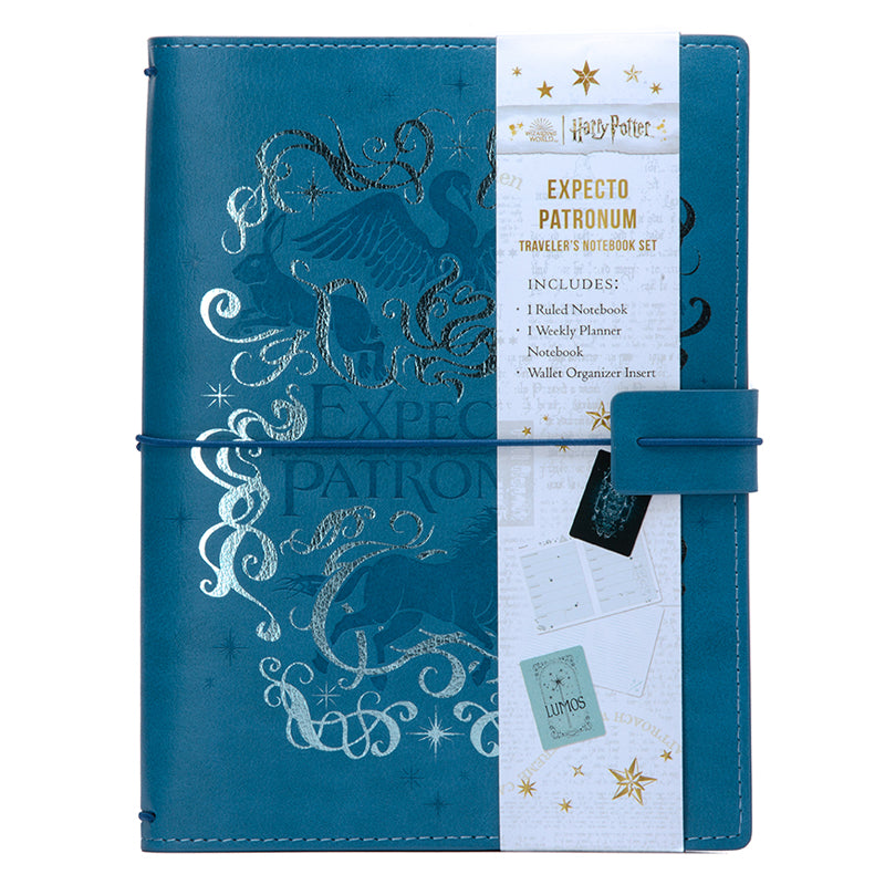 Harry Potter Expecto Patronum Traveler's Notebook Set - Leather Journal & Writing Pad for Wizards, Perfect for Travel, School & Magic Themed Gifts