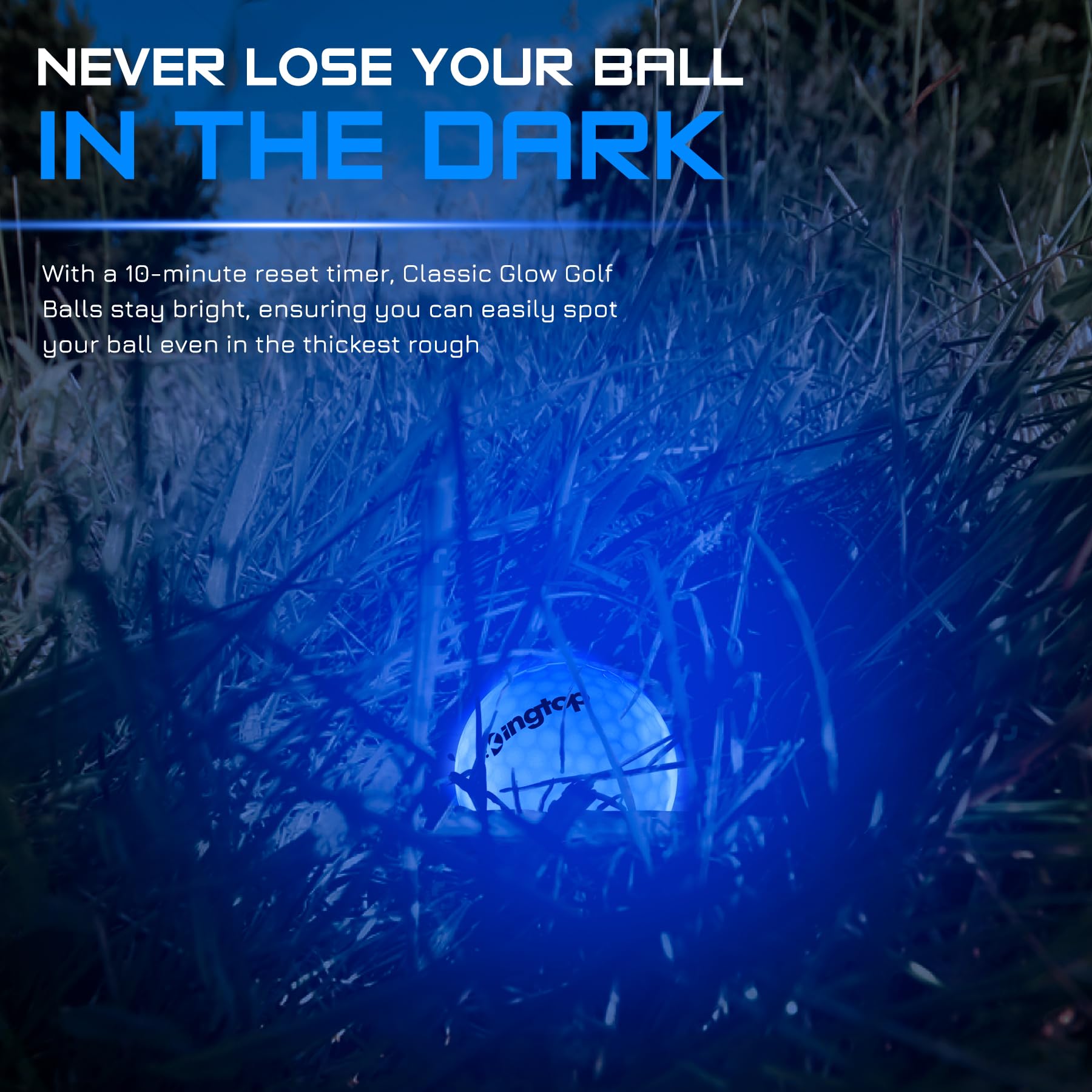 KINGTOP Upgraded Glow in The Dark Golf Balls - Super Bright LED Light Up Golf Balls with Glowing Tees & Storage Bag - Night Golf Accessories for Men & Women - Perfect for Backyard Putting, Driving Range & Outdoor Nighttime Golf Games