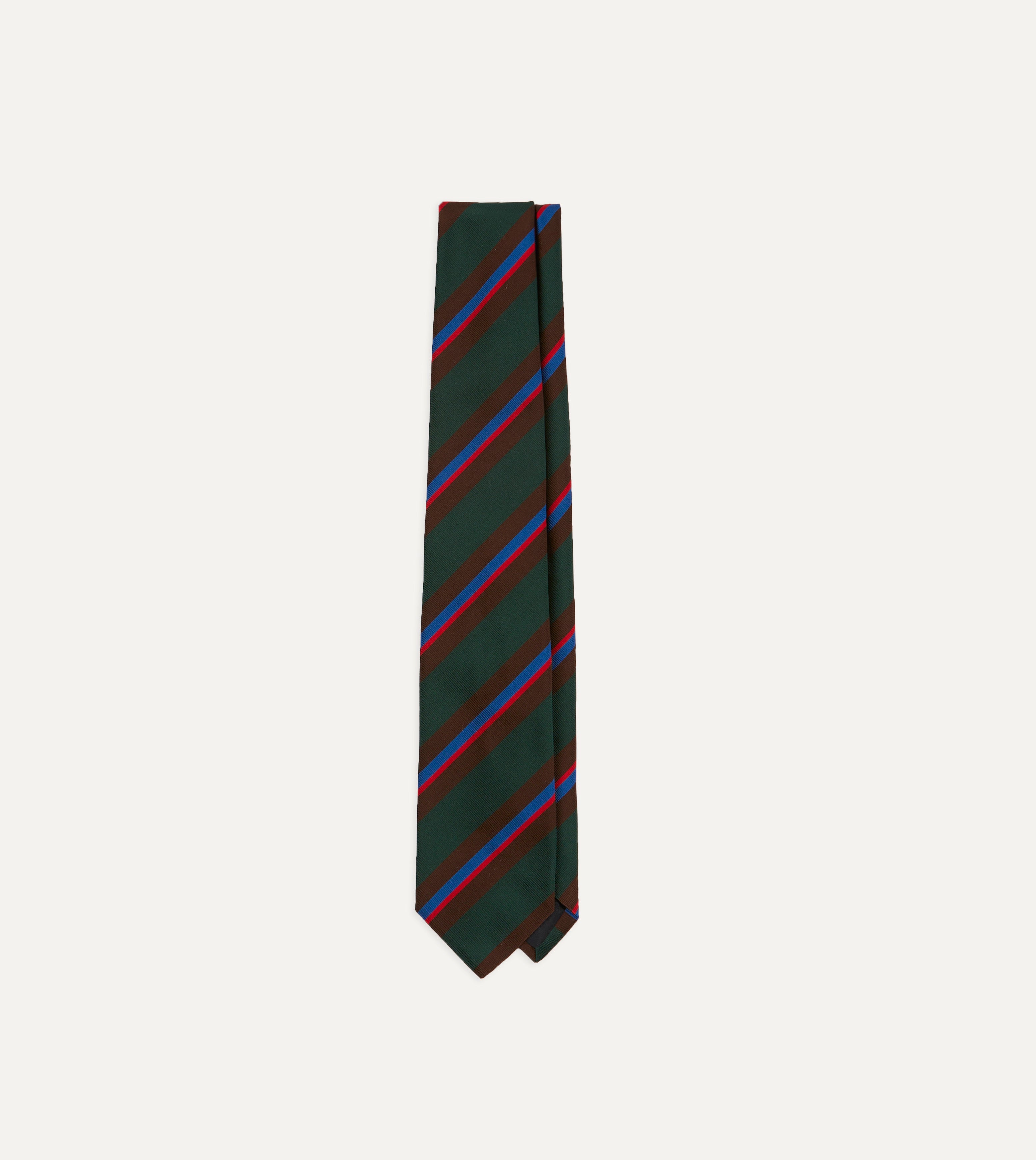 Luxury Green & Brown Striped Silk Mogador Tipped Necktie - Premium Men's Formal Tie for Business, Weddings & Special Occasions