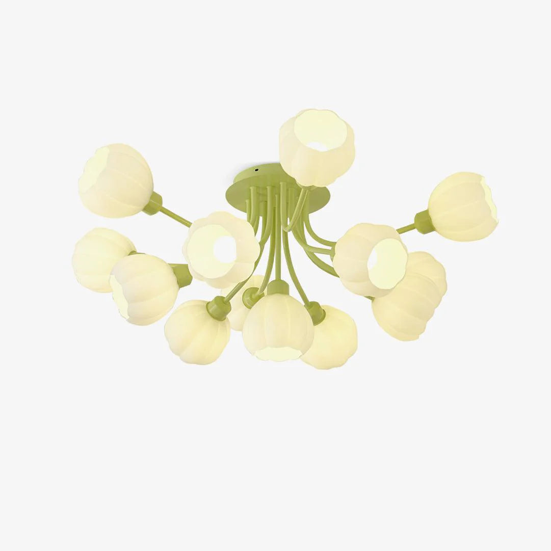 Pumpkin Matcha Ceiling Light - Modern LED Hanging Fixture for Bedroom, Living Room & Kitchen | Dimmable Soft Lighting for Cozy Home Decor