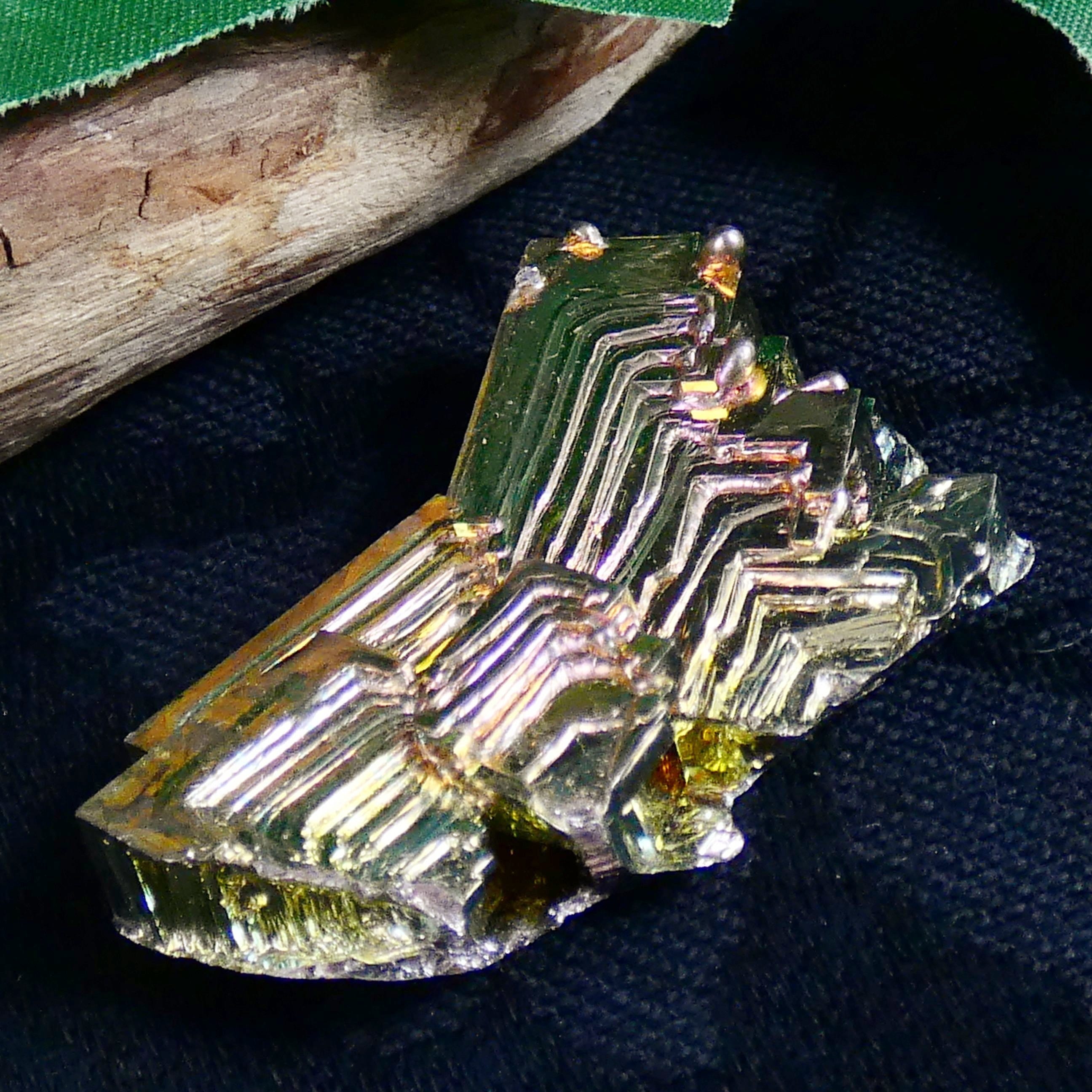 Bismuth Crystal Specimen - Natural Metallic Mineral for Collectors, Science & Home Decor | Perfect for Display Cases, Gifts & Educational Use
