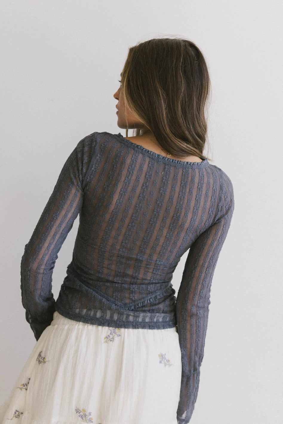 Linnea Blue Lace Top for Women | Elegant & Stylish Blouse | Perfect for Parties, Dates & Special Occasions
