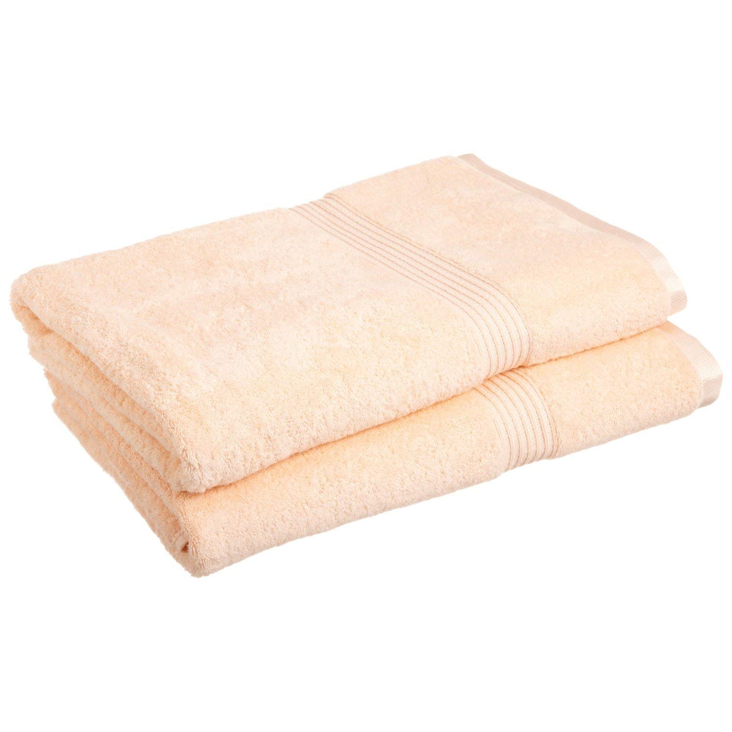 Premium 100% Pure Combed Cotton Bath Towel Set - Medium Weight Peach Color - Ultra Soft & Absorbent Bath Sheets for Spa, Hotel & Luxury Home Use