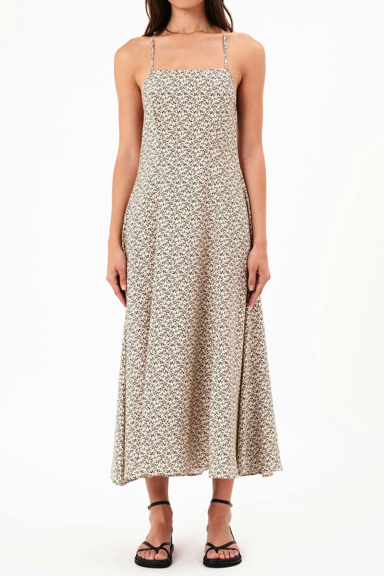 Dinali Women's Strappy Midi Dress - Floral Print Summer Sundress for Beach Vacation, Date Night & Party Wear