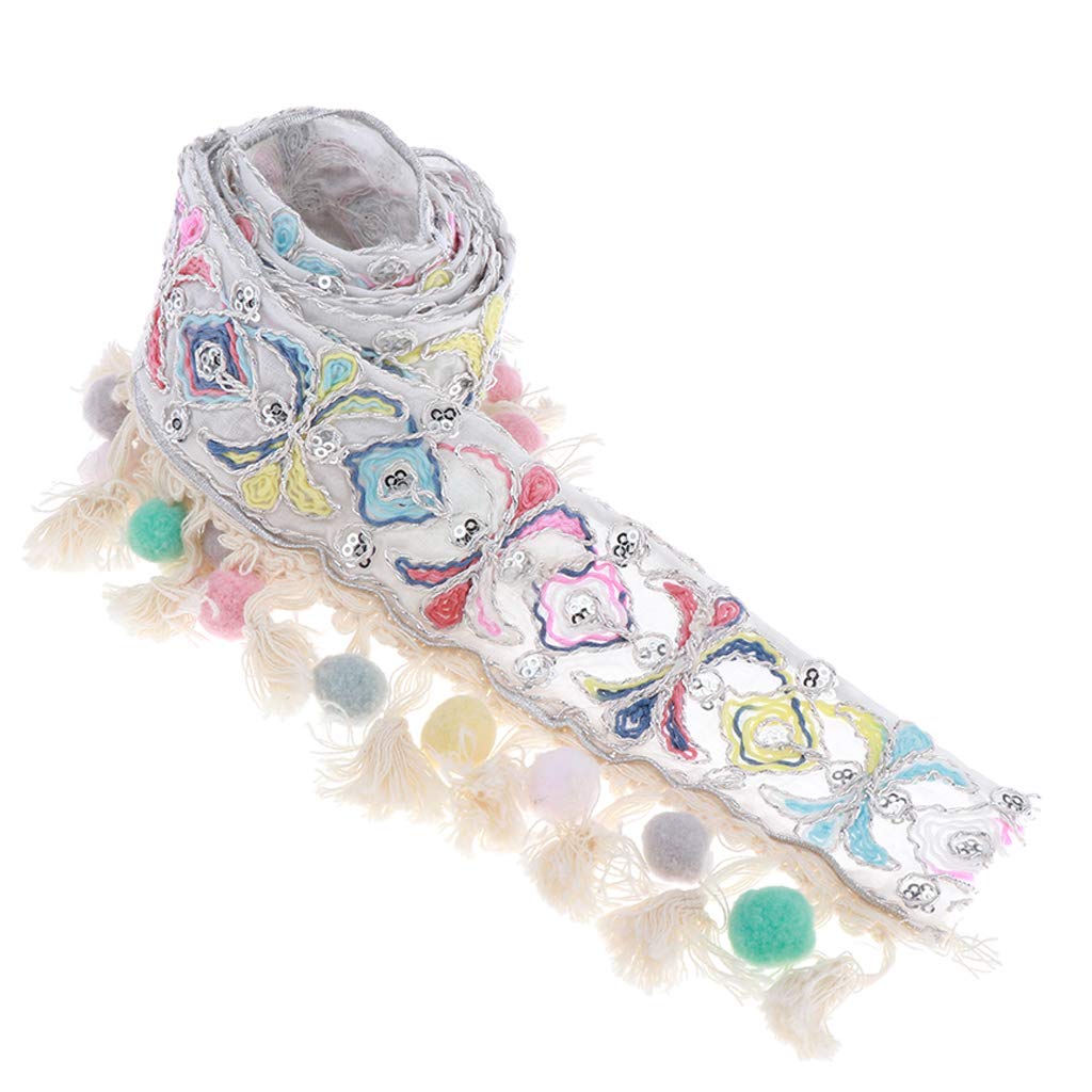 AMLESO 1 Yard Sparkling Sequins Jacquard Ribbon with Tassel - Premium DIY Craft Supplies for Gift Wrapping, Costume Design, Hair Accessories & Home Decor