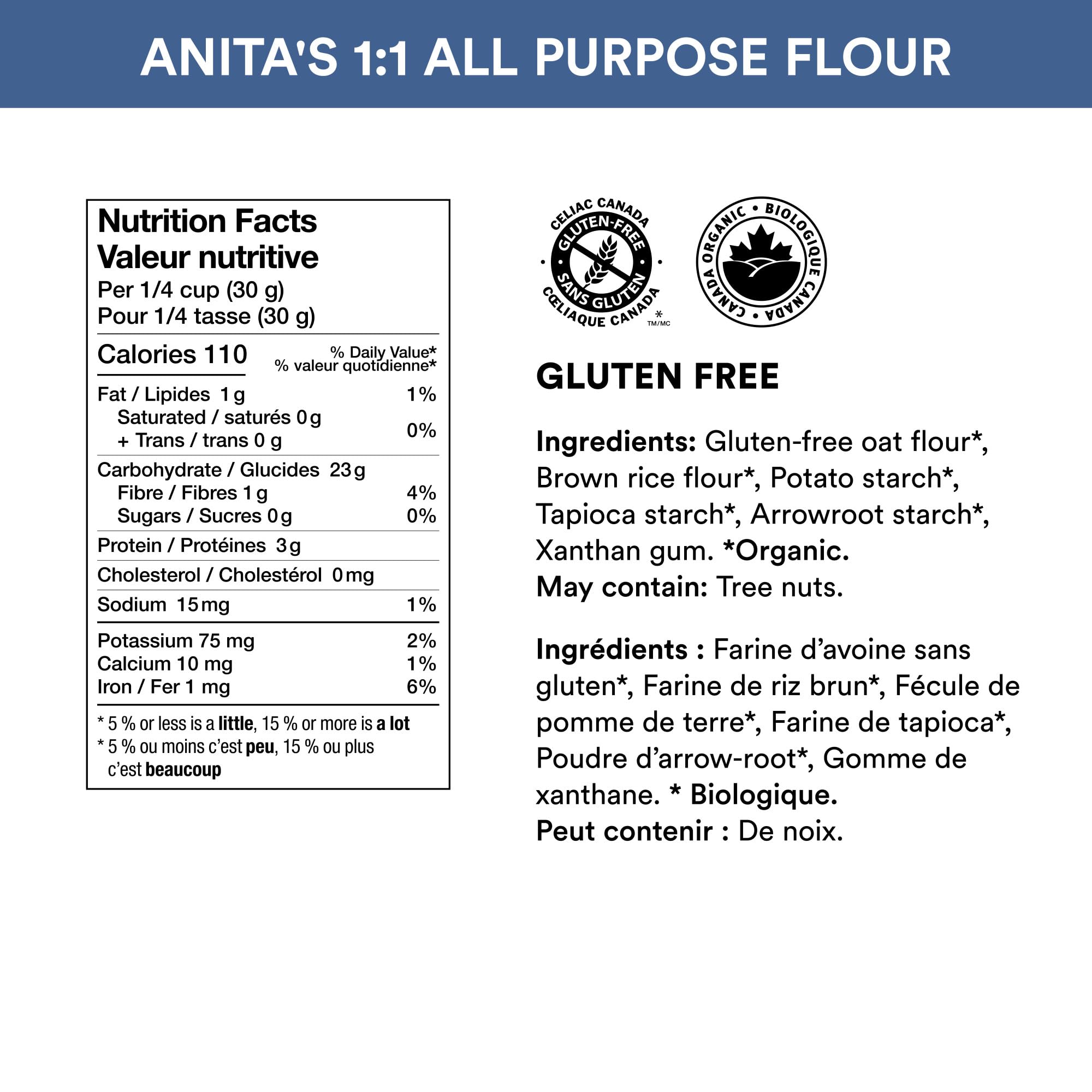 Anita's Organic Mill - Organic Gluten Free All Purpose Flour 1kg (2.2 lb) for Baking Bread, Cakes & Cookies | Non-GMO, Vegan Friendly | Perfect for Home Bakers & Healthy Cooking