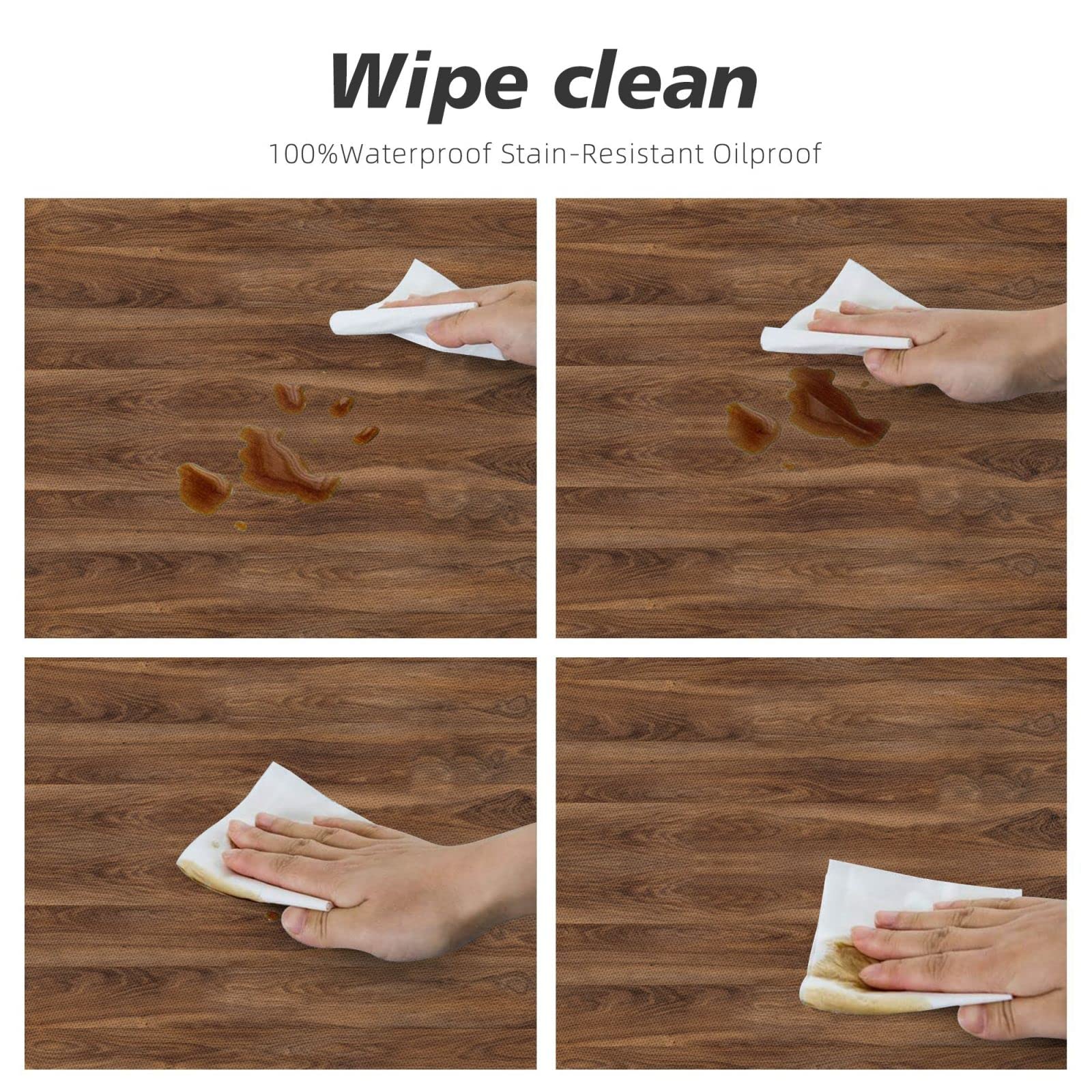 WOAIDY Elastic Edged Round Wood Fitted Tablecloth Cover - Stretchable Decorative Table Cloth for Indoor & Outdoor Kitchen, Dining, Party (Fits 45