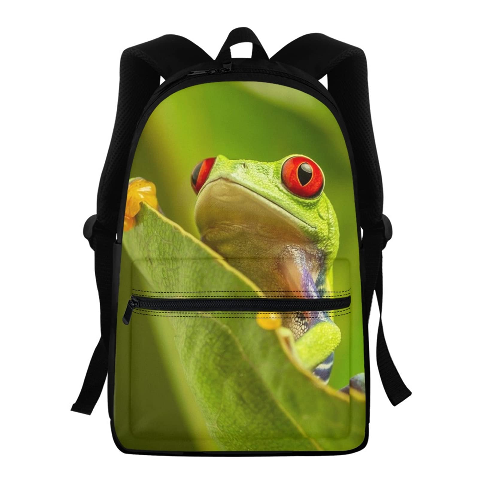 Dreaweet Cute Frog Backpack for Kids - Adjustable School Book Bag with Side & Front Pockets - Lightweight Travel Rucksack for School, Work & Outdoor Adventures