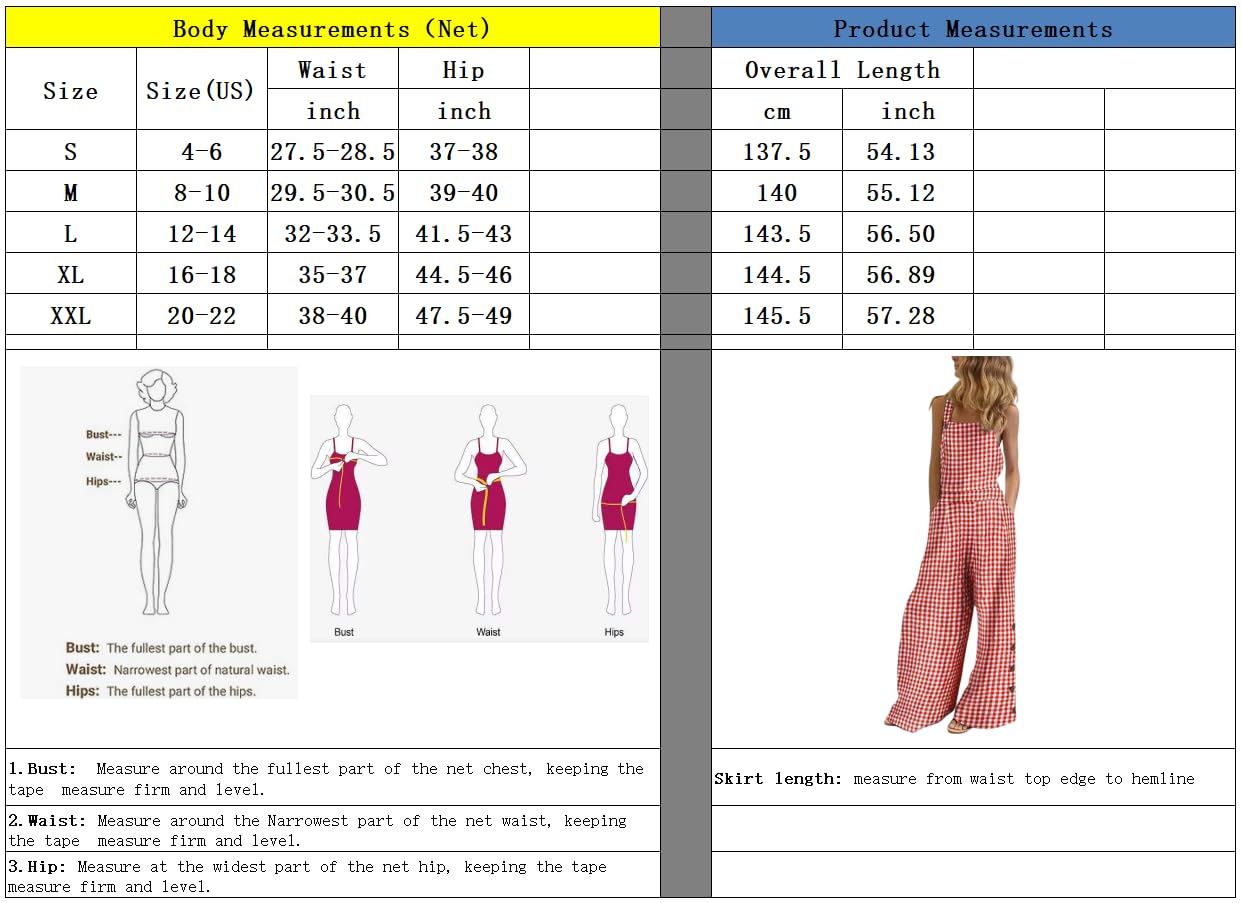Women's Casual Spaghetti Strap Plaid Wide Leg Jumpsuit with Pockets - Stylish Bib Overall Palazzo Pants for Summer Outings, Beach Vacations and Daily Wear