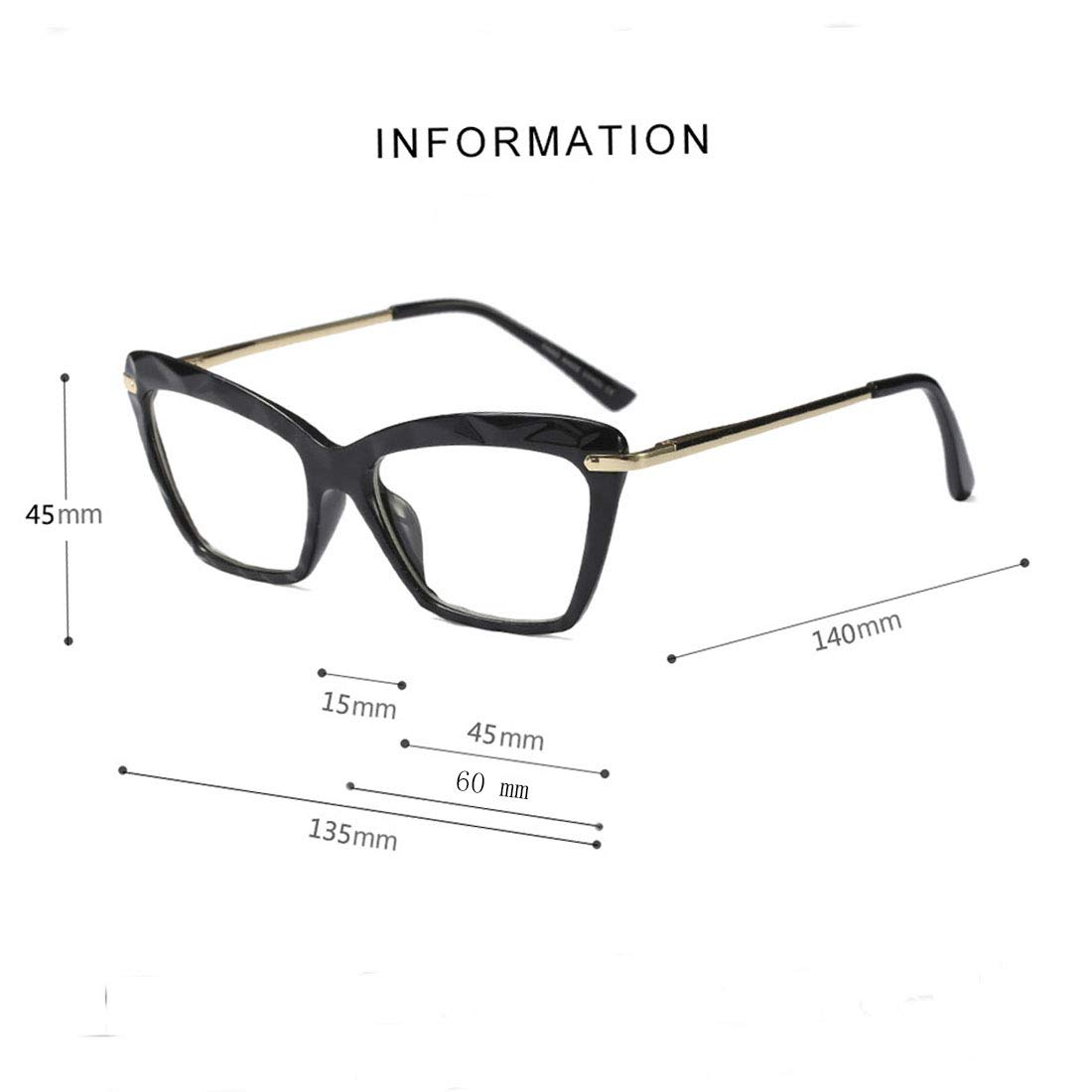 Women's Cat Eye Reading Glasses - Fashionable Crystal Eyewear Frame (Black, +1.5 Magnification) for Reading, Office Work & Stylish Accessories